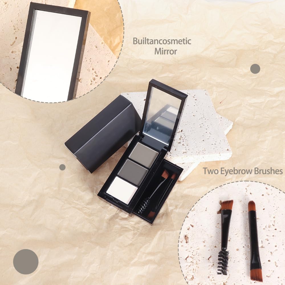 Taupe Grey Eye Brow Powder for Women, Matte Gray Black Eyebrow Powder Kit with Brush, Long-Lasting