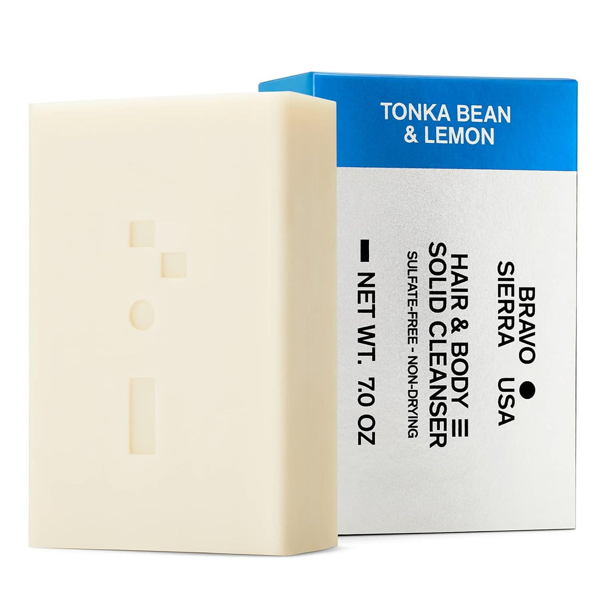 Bravo Sierra Body & Hair All-In-One Soap Bar - Tonka Bean & Lemon, 7 oz - Coconut, Shea Butter and