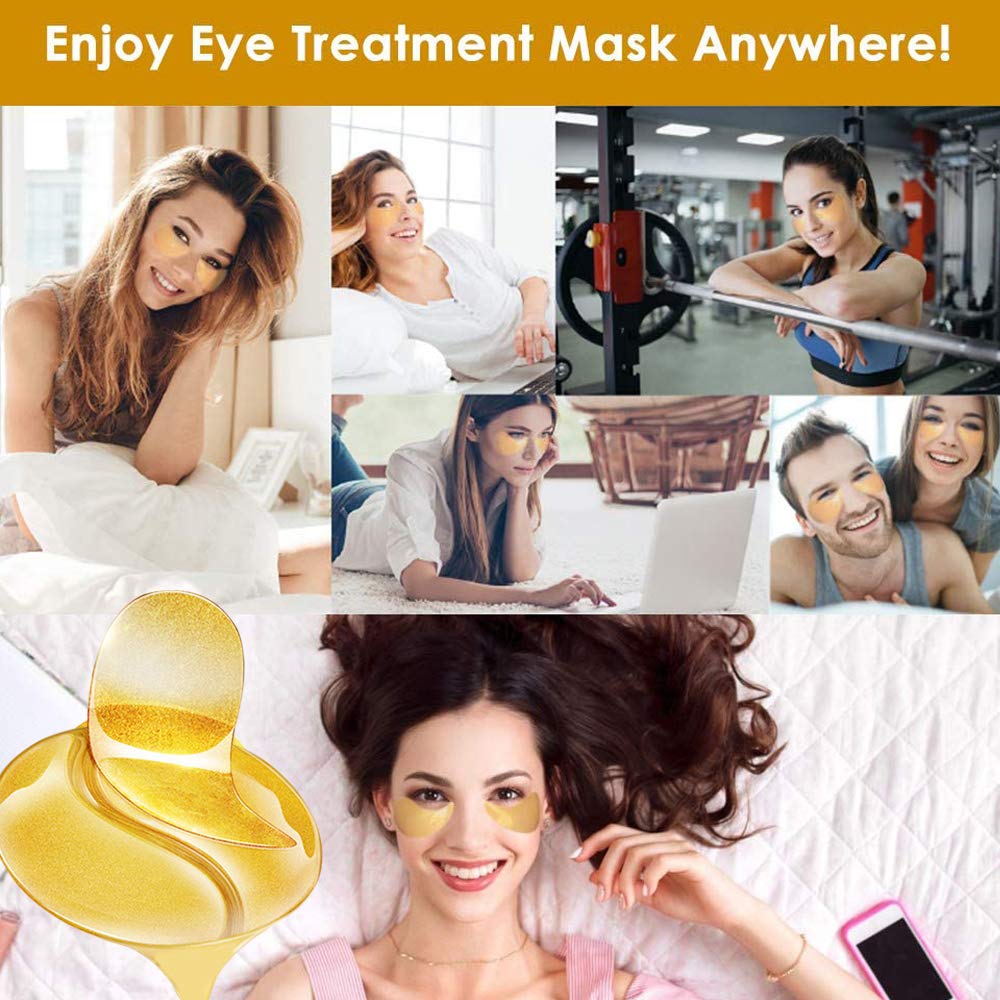 Under Eye Patches, 24K Gold Eye Mask, 60PCS Under Eye Mask, Collagen Gel Pads Patch Treatments for