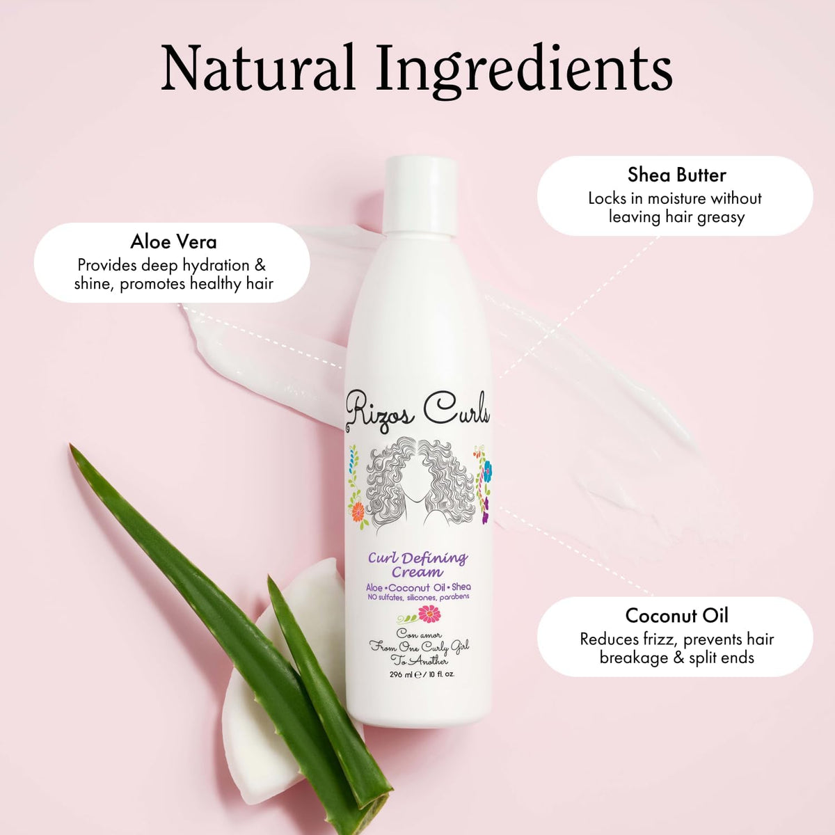 Rizos Curls Curl Defining Cream for Wavy, Curly, Coily Hair – Frizz Control, Defines, Softens