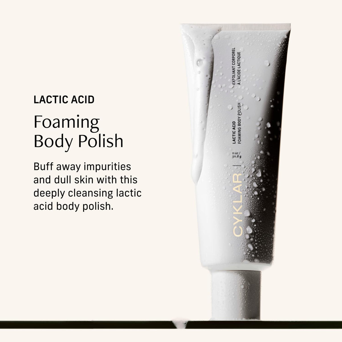 Lactic Acid Foaming Body Polish – Exfoliating Body Wash with Chemical & Physical Smoothers