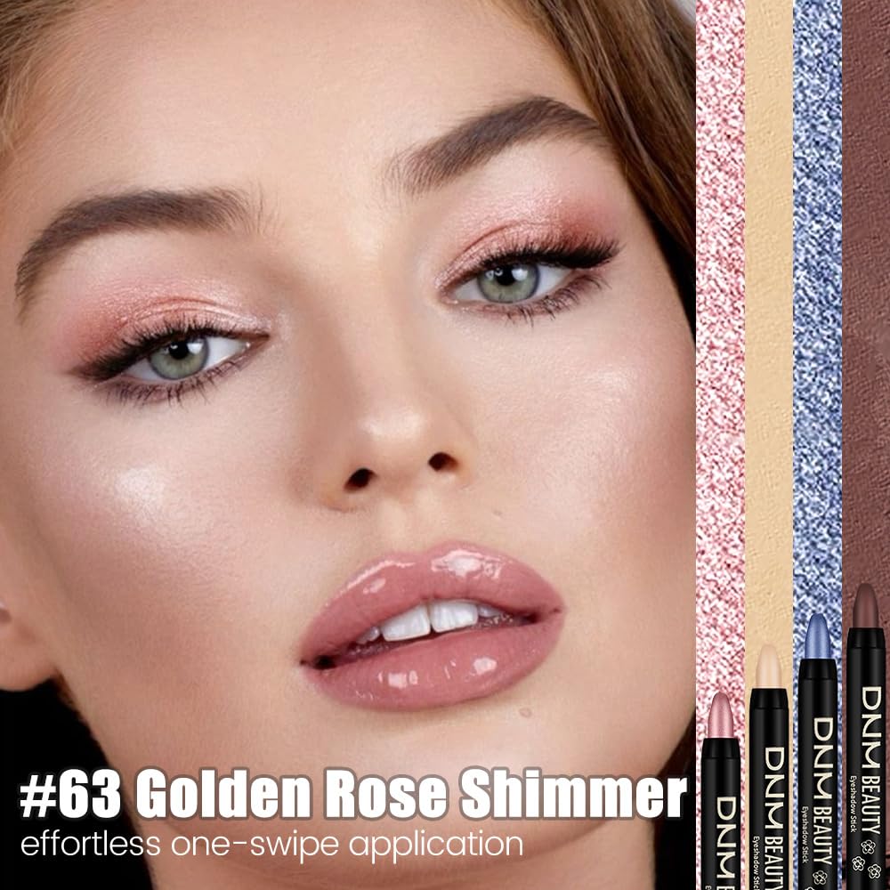 Kaely Cream Eye Shadow Sticks, Golden Rose Shimmer Eyeliner Pencil Eyeshadow Palette Makeup, Eye