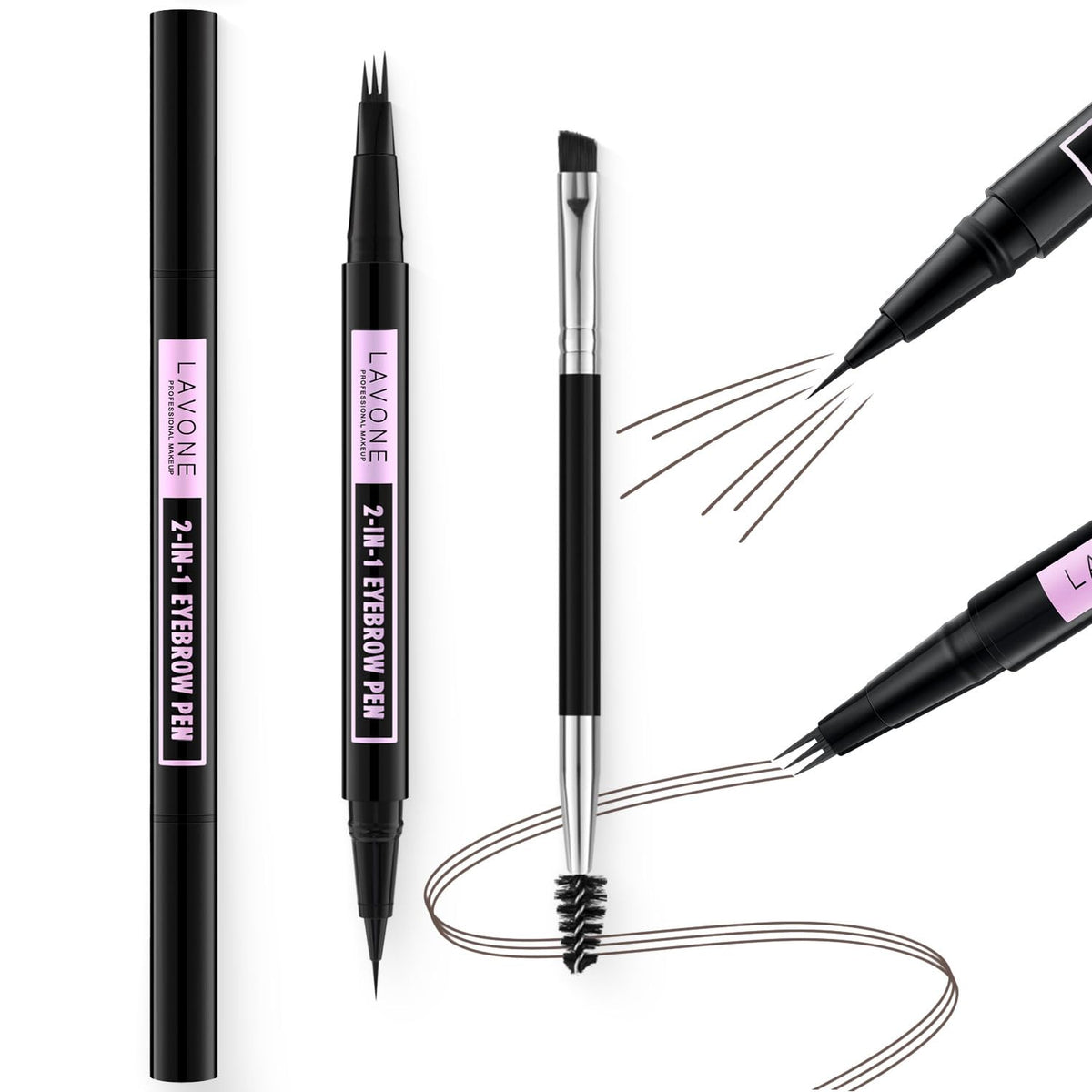 LAVONE Eyebrow Pencil, 2-In-1 Waterproof Eyebrow Pen, with 3 Tip Microblading Eyebrow Pen and