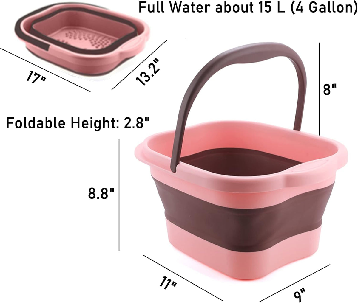 Collapsible Foot Spa Bath Soaking Tub for Girls Women, Inflatable Feet Soak Basin Bucket with