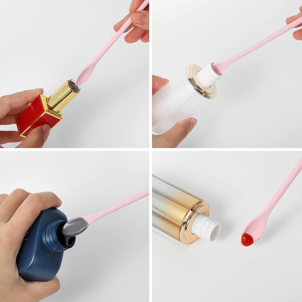 6 Pieces Multi Size Makeup Spatula, Beauty Spatula, Mini Small Silicone Spatula Set for Beauty and