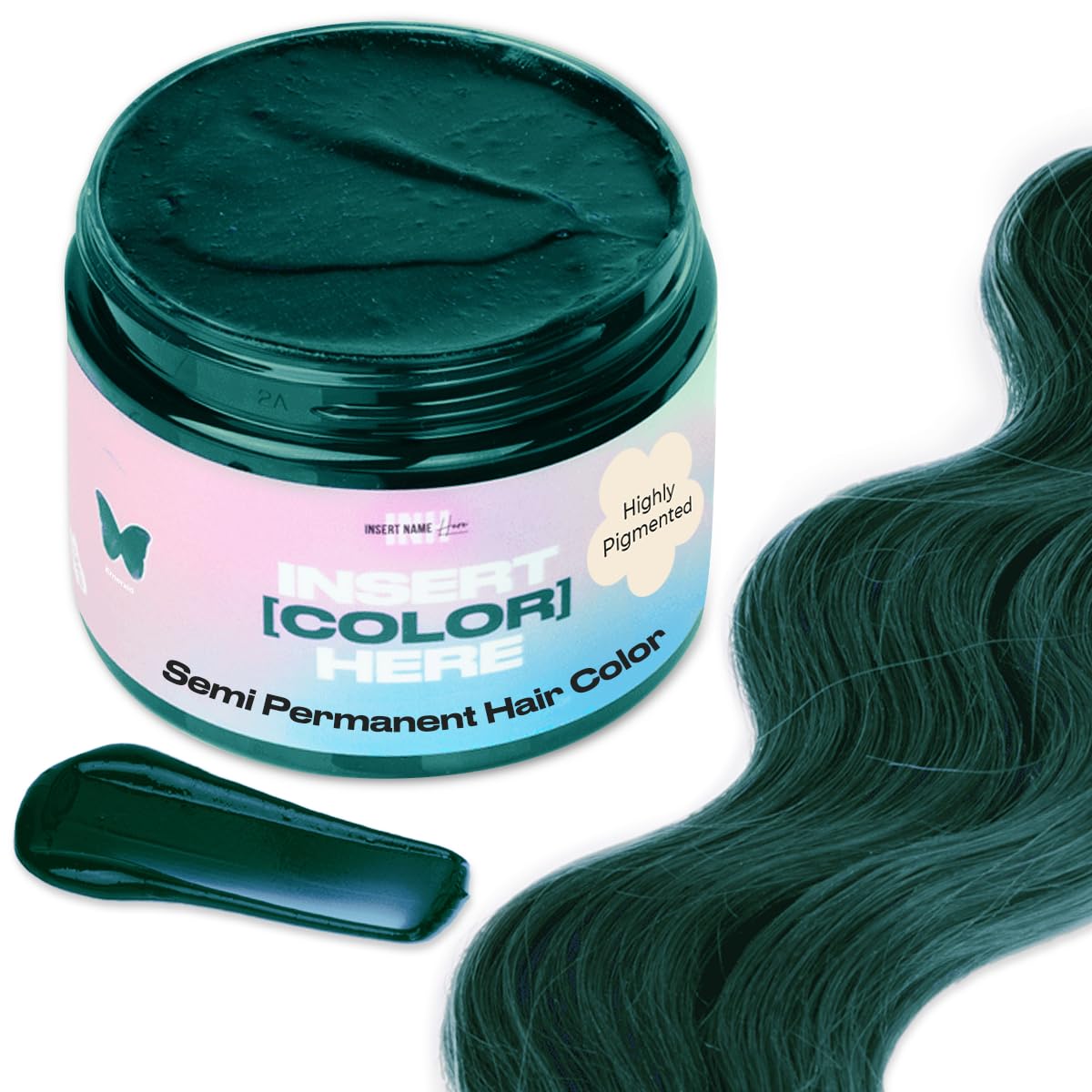 INH Semi Permanent Hair Color | Color Depositing Conditioner | Emerald Green Hair Dye | No Bleach &