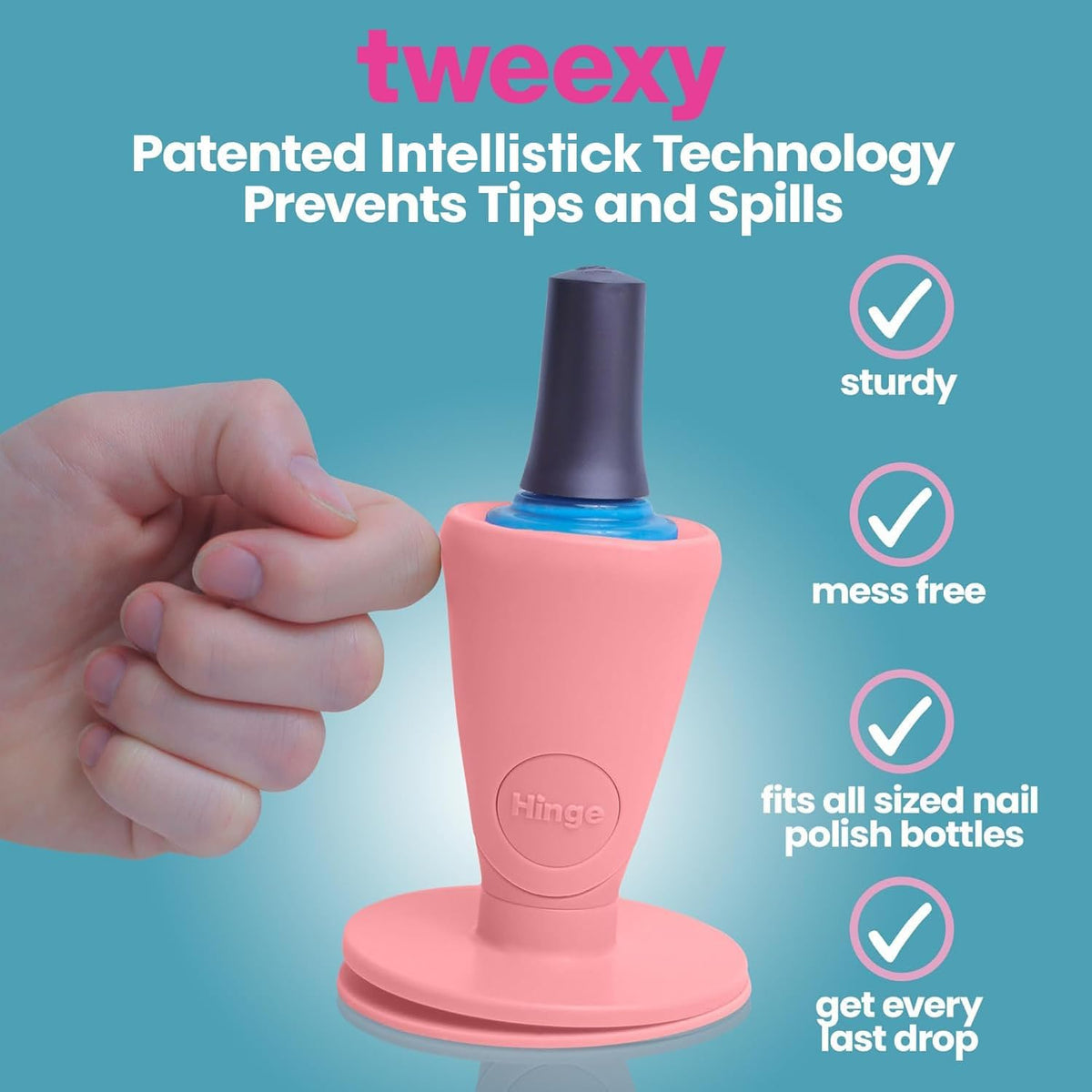 tweexy Hinge Untippable Nail Polish Bottle Holder | Anti-Spill Nail Polish Holder Stand, Tilted