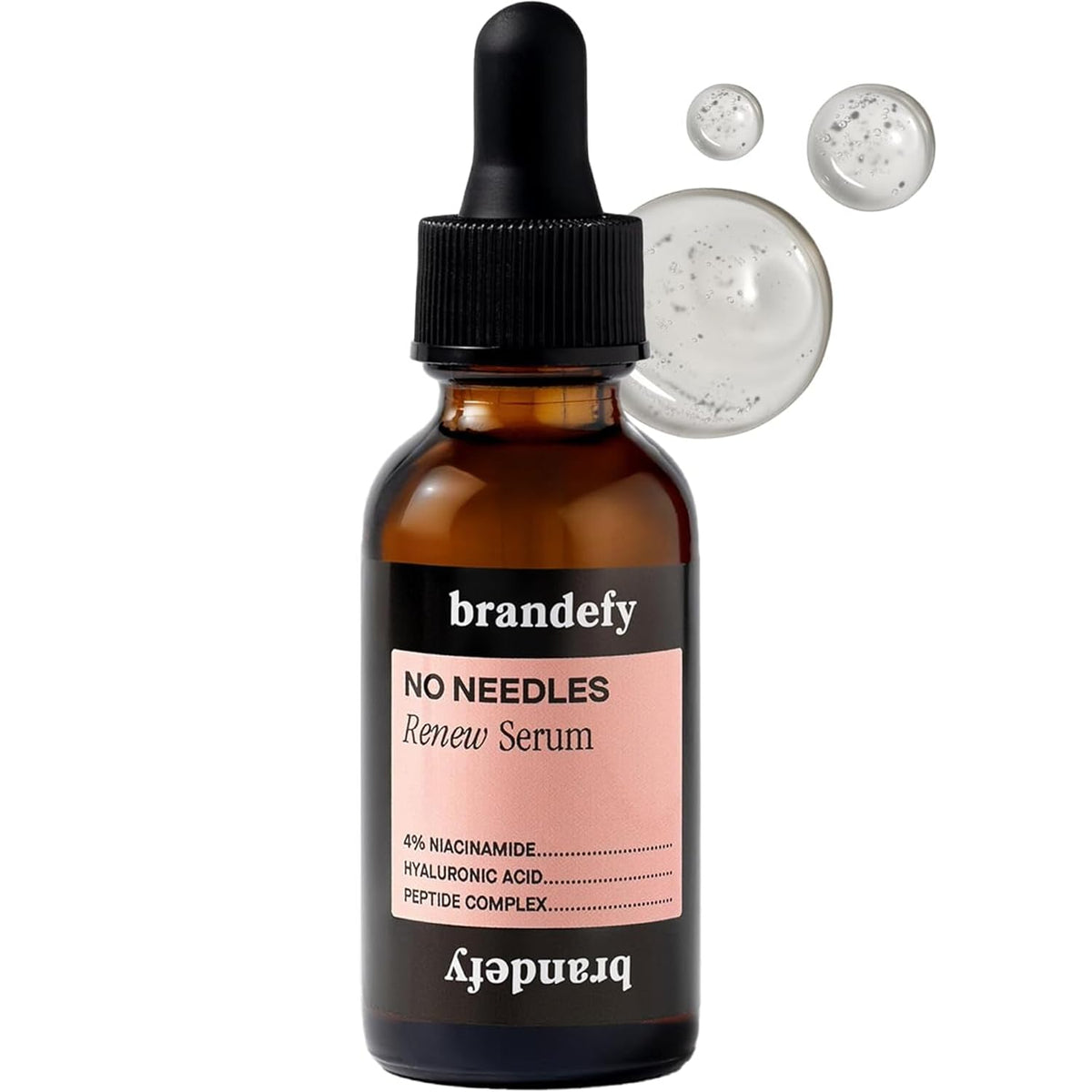 Brandefy No Needles - Niacinamide Serum, Peptides and Hyaluronic Acid. Hydrating & Plumping Serum