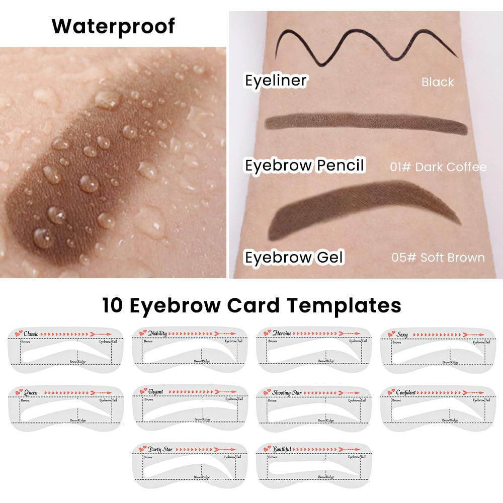 evpct Eyebrow Stencils Kit for Women Shaping, Eyebrow Shaper Makeup Kit, Eye Brow Stencil Shaper