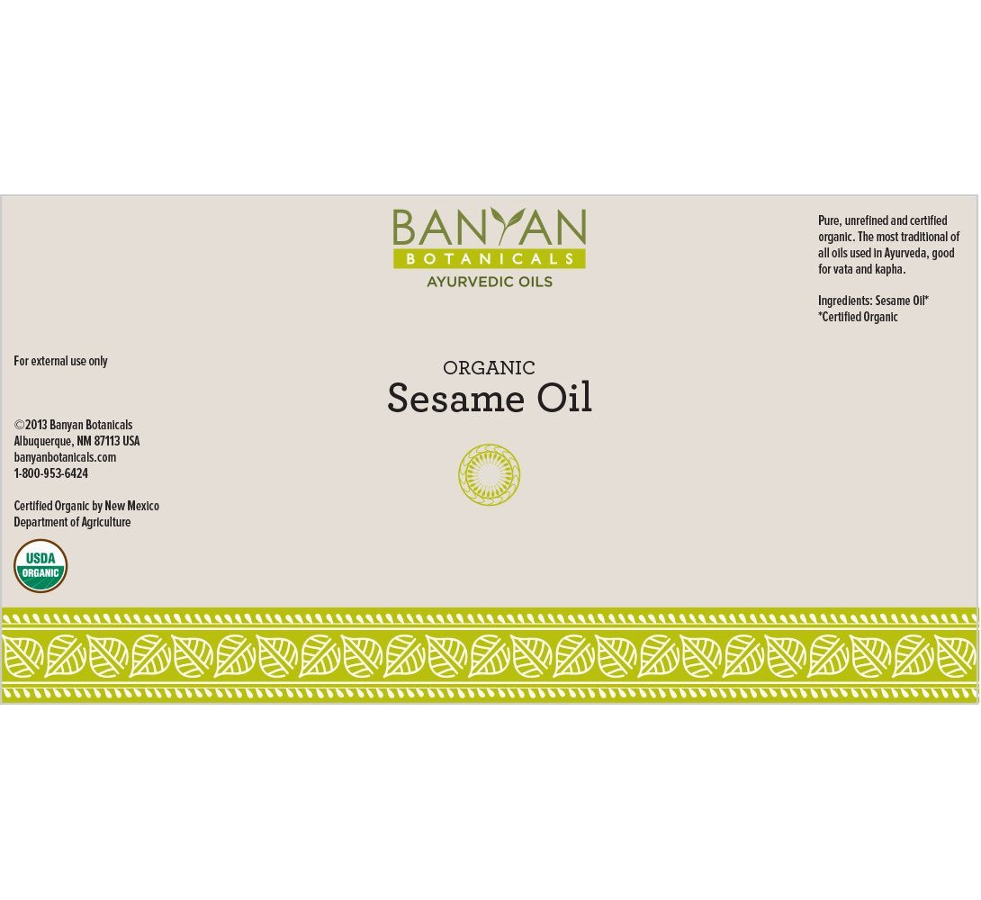 Banyan Botanicals Sesame Oil – Organic & Unrefined Ayurvedic Oil for Skin, Hair, Oil Pulling & More