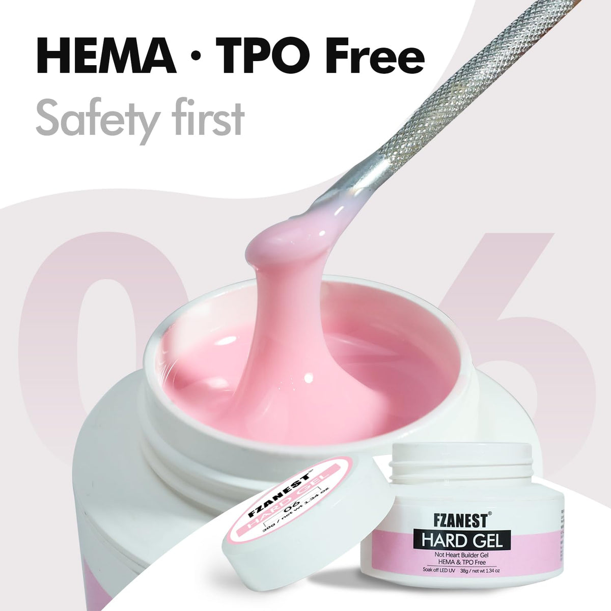 FZANEST Hema-free Builder Nail Gel Painless Hard Gel for Nail Sculpture Extension Strengthener