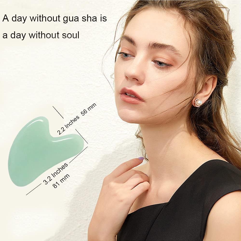Ditind Gua Sha, Jade Stone Gua Sha Massage Tool, Guasha Tool for Face and Body Skin Massage. Gua