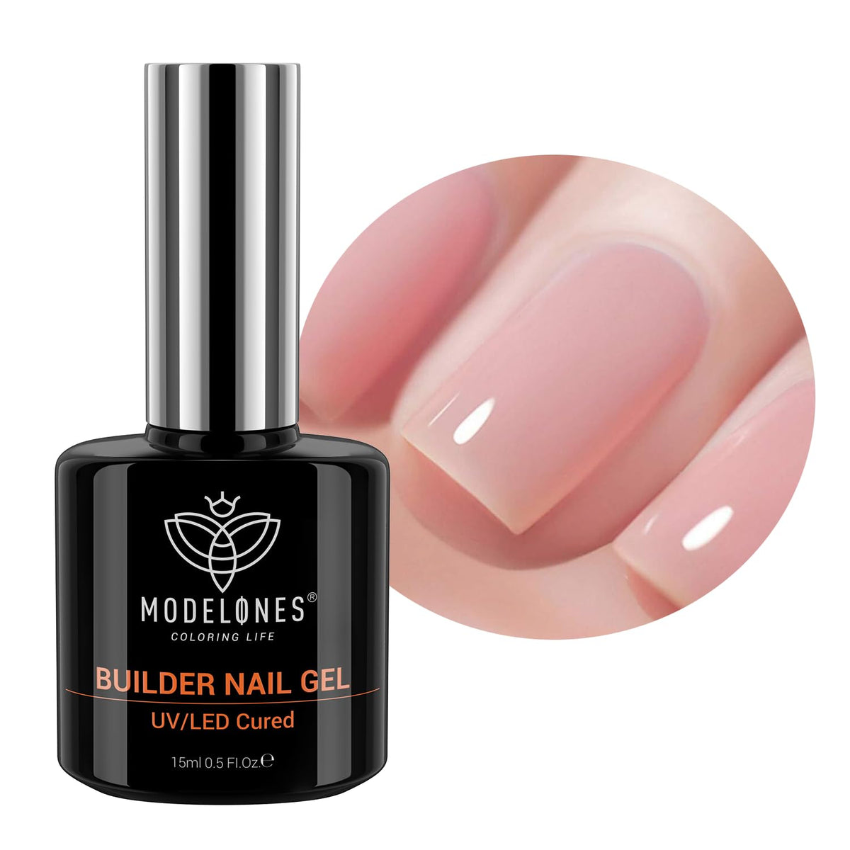 modelones Builder Nail Gel, 8-in-One Neutral Nude Pink Builder for Nail Thickening Apex Building
