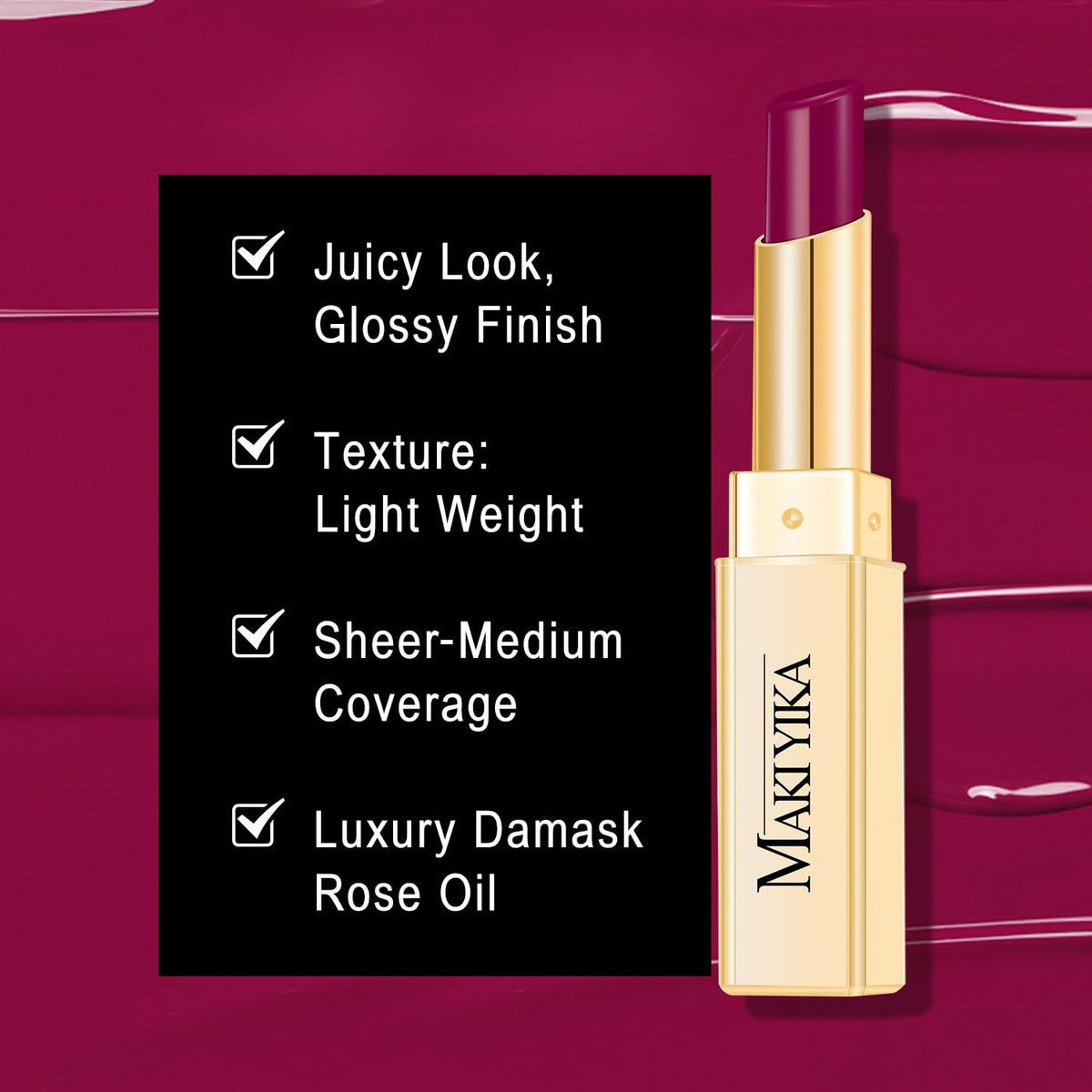 MAKI YIKA Moisture Purple Lipstick for Women Hydrate Lip Gloss for Dry Cracked Lips Weightless