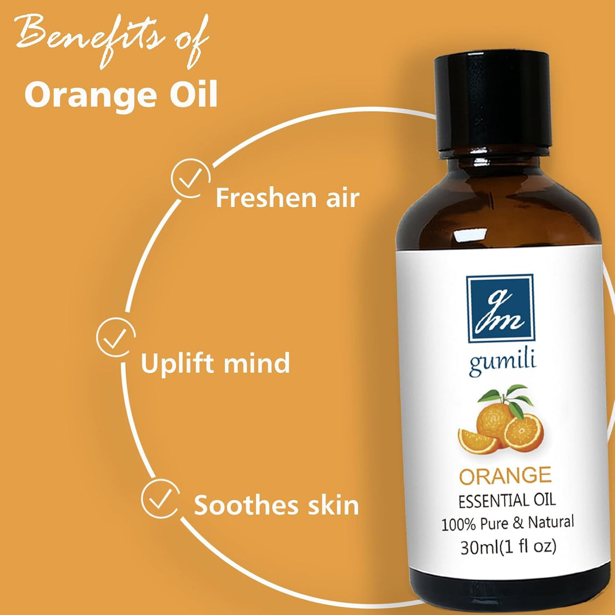 Orange Essential Oil 1 Oz – 100% Pure Sweet Orange Oil for Diffuser, Skin, Body, Spray, Massage &
