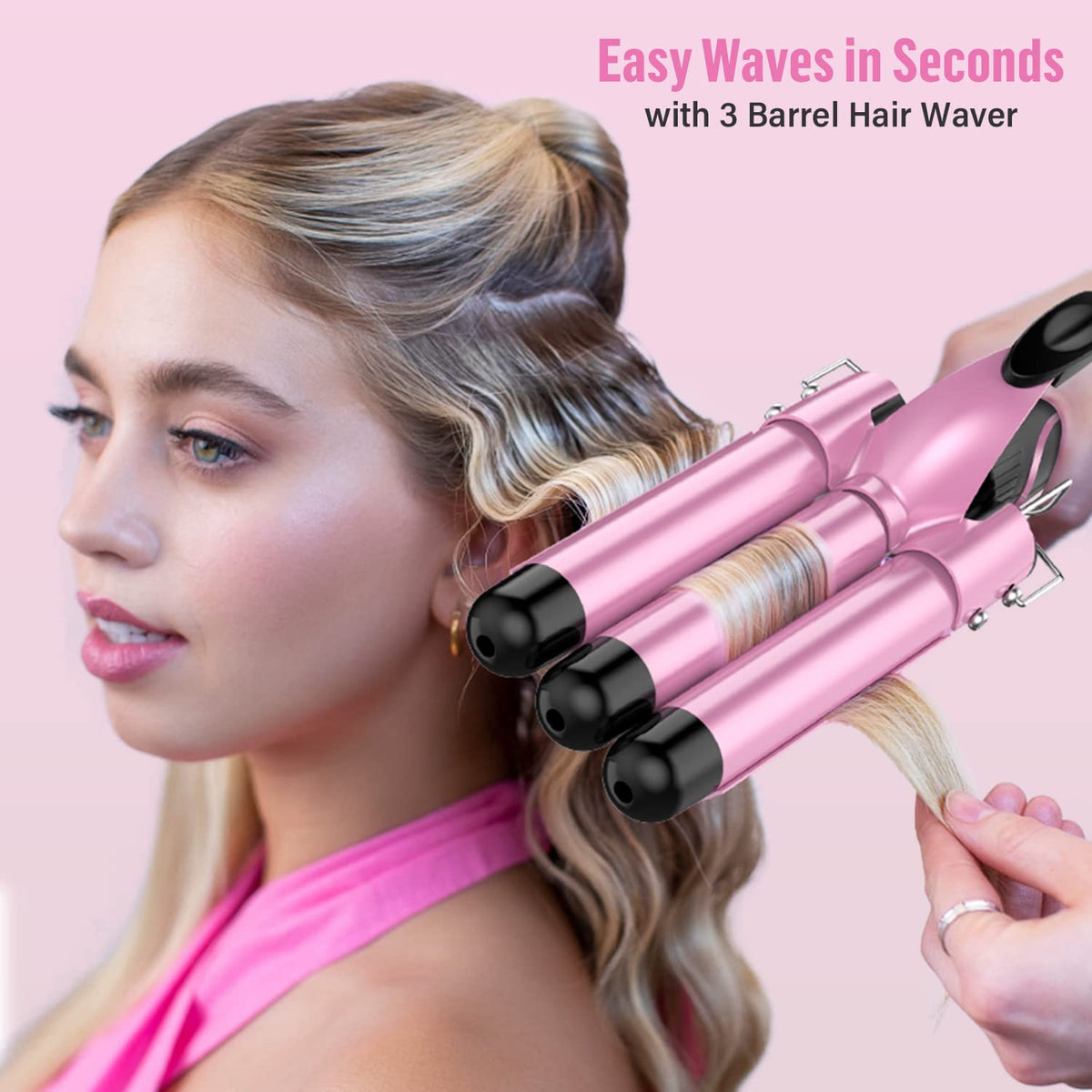Waver Curling Iron Wand - BESTOPE PRO 5 in 1 Curling Wand Set with 3 Barrel Hair Crimper for Women