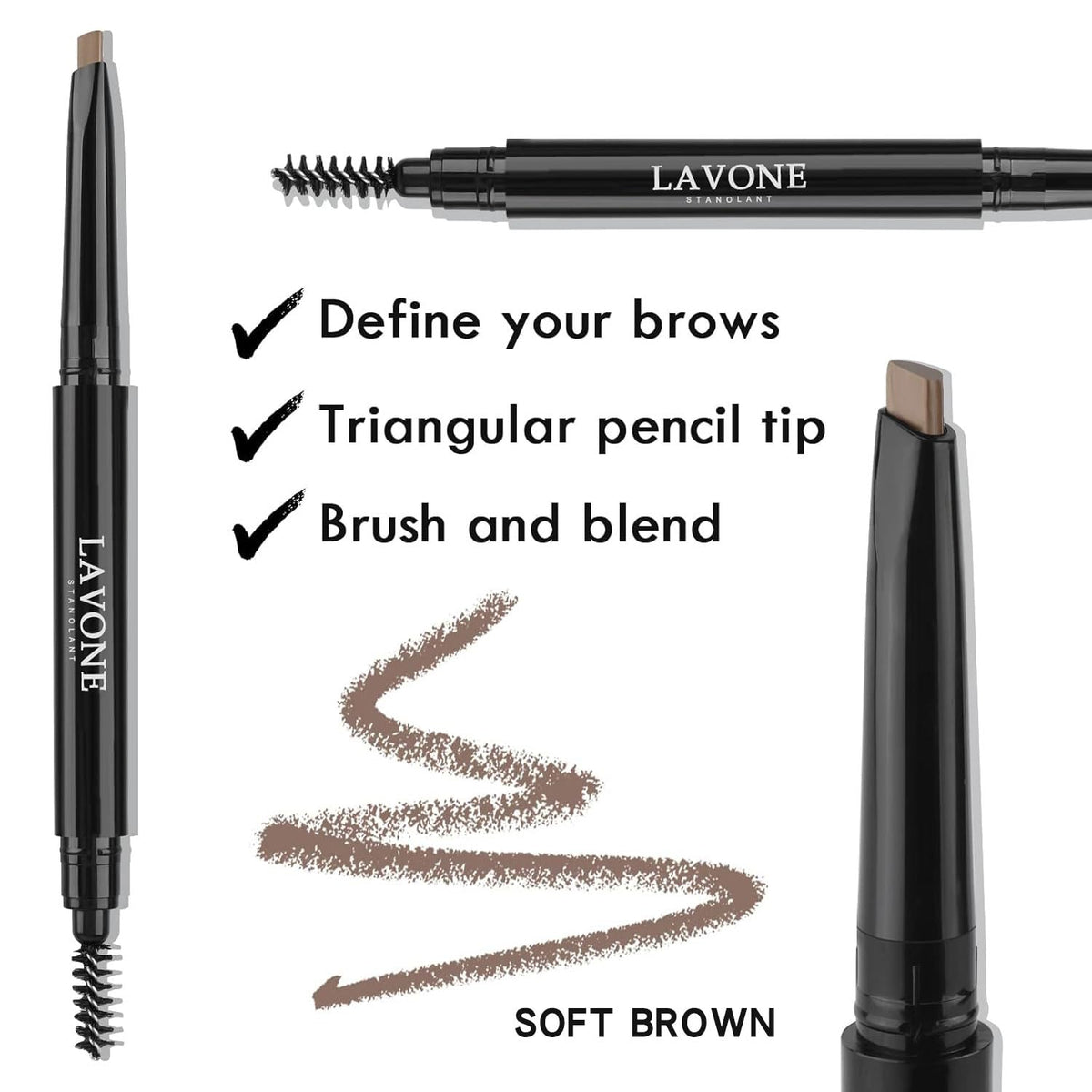 LAVONE Eyebrow Stamp Pencil Kit for Brows, Makeup Brow Stamp Trio Kit with Waterproof Pencil