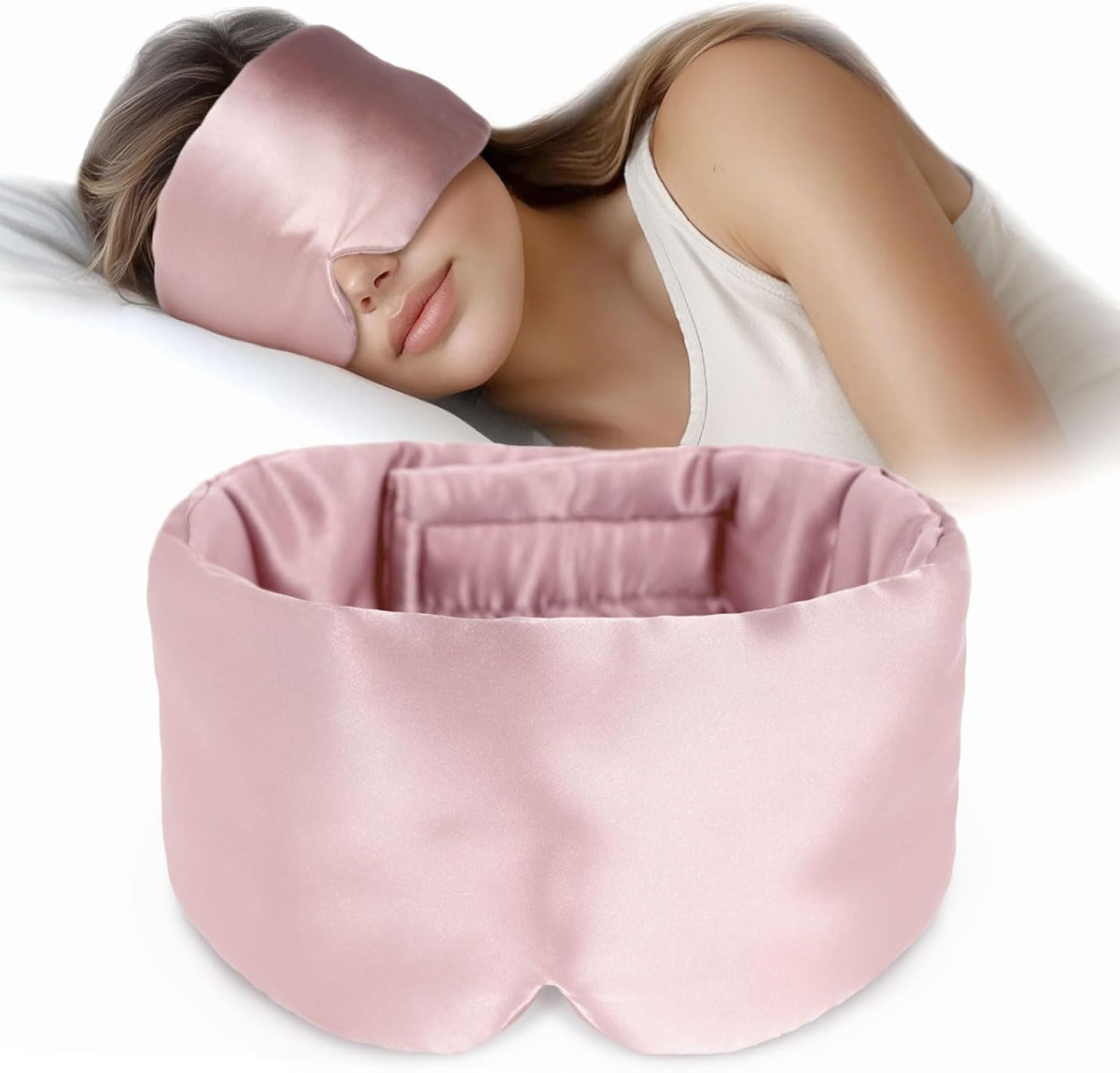 Silk Sleep Mask Soft Pressureless: 100% Mulberry Silk for Eye Skin Anti Wrinkles, Large Size for