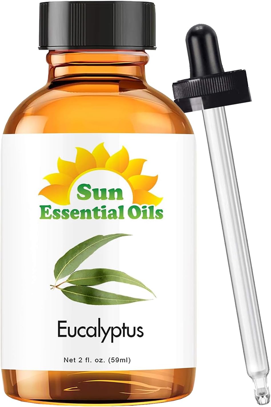 Sun Essentials Oils - 2 oz Eucalyptus Essential Oil with Dropper for Diffuser, Skin, Aromatherapy