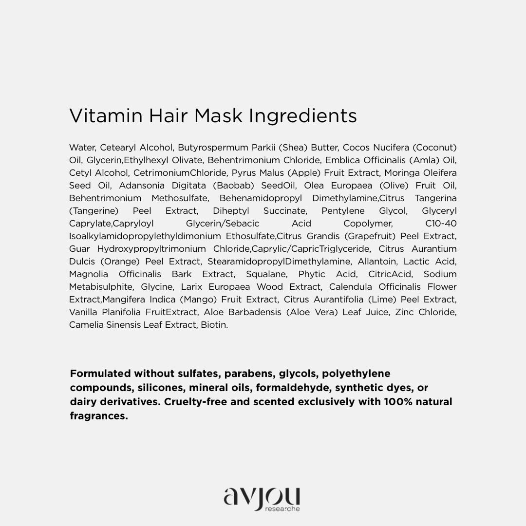 Avjou Researche™ Vitamin Mask – Supports the Look of Thicker, Fuller Hair – Vegan, Color & Keratin