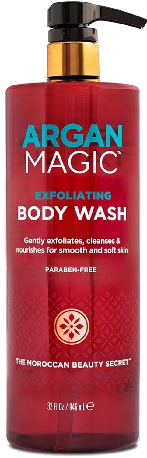 Argan Magic Exfoliating Body Wash - Exfoliates Cleanses Nourishes & Hydrates to Soften Skin - With