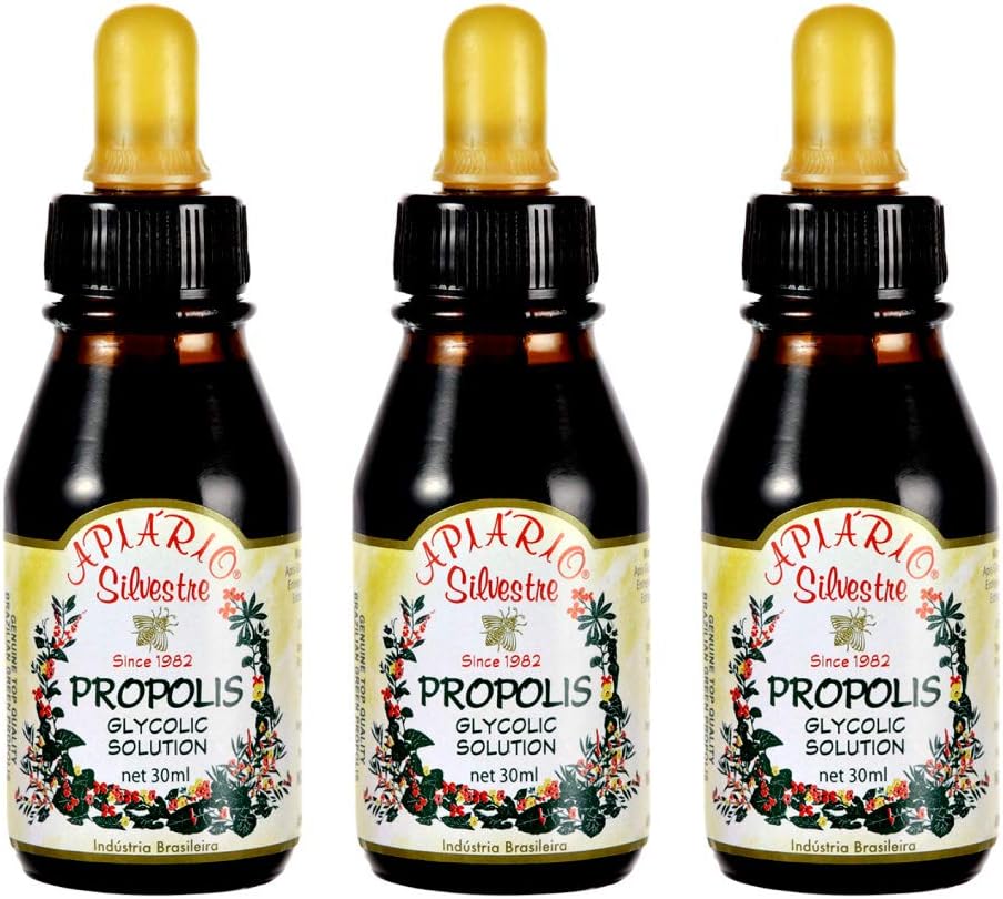 Official Distributor - 3 Bottles of Apiario Silvestre Brazilian Green Bee Propolis Liquid Glycolic