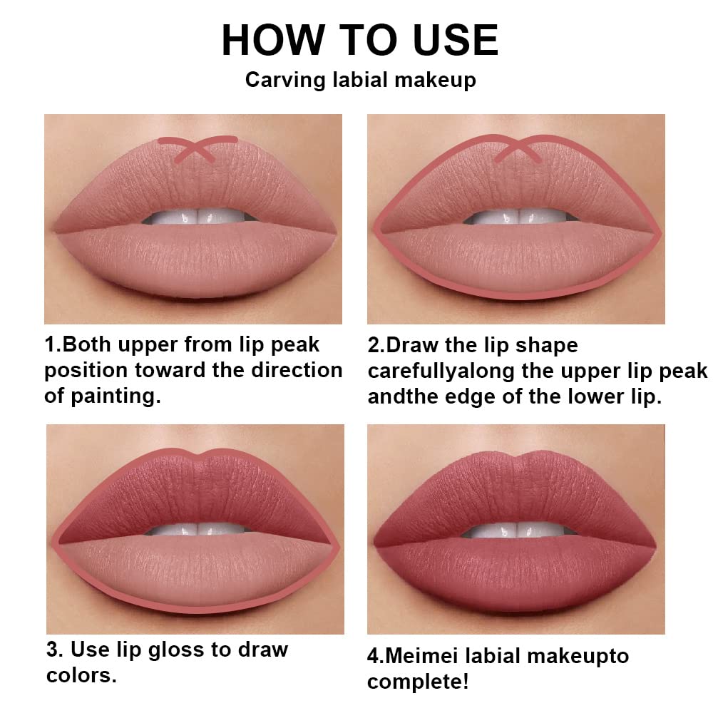 evpct 2Pcs Antique Rose Matte Lip Liner and Lipstick Pencil Makeup Set Brown Liquid Lipstick Lip