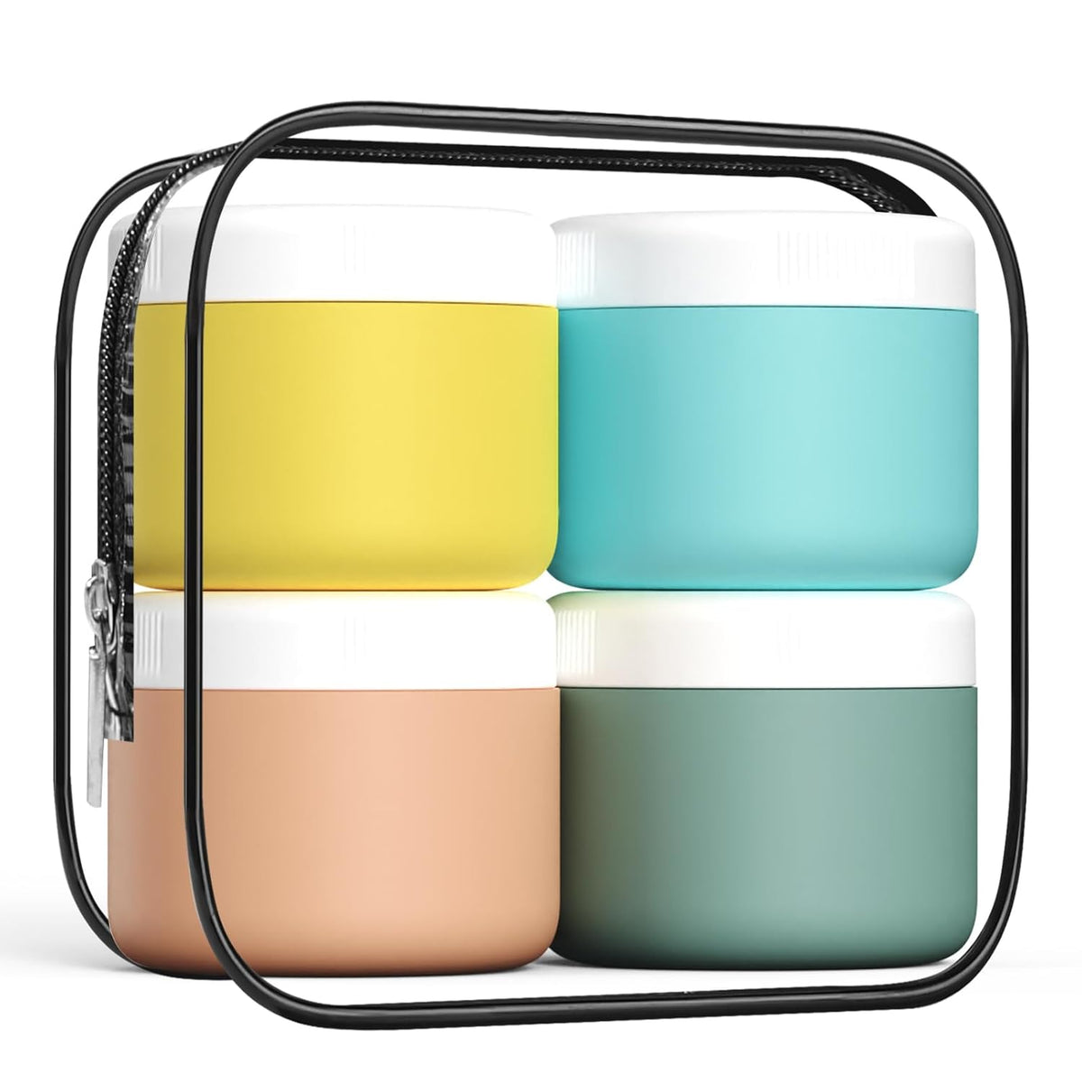 Travel Containers for Toiletries, Silicone Cream Jars BPA-Free, Leak-proof 3oz Travel Size
