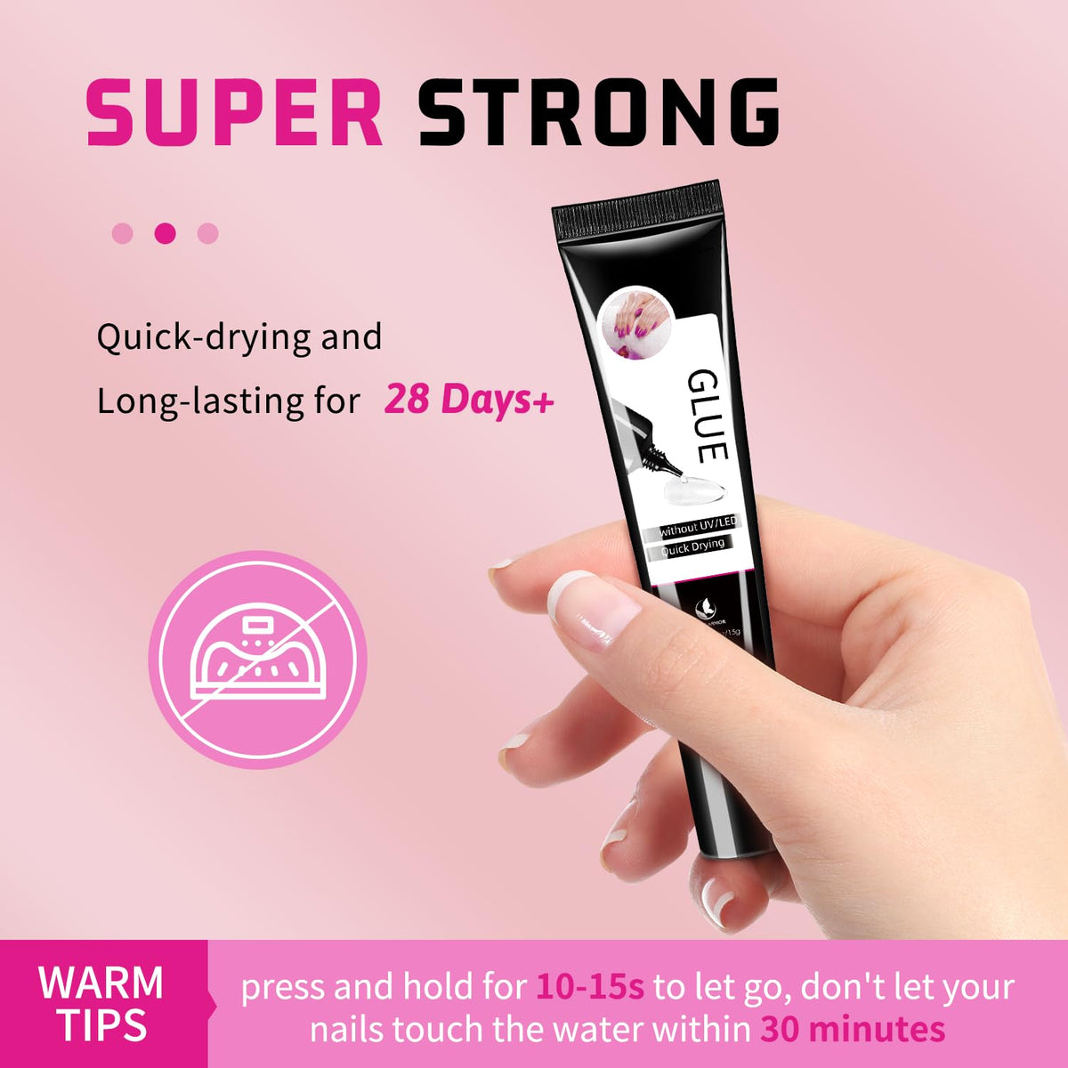 15g Semi Solid Nail Glue with 15g Remover for Press On Nails Tips Gel Nail Glue No Need for UV Lamp