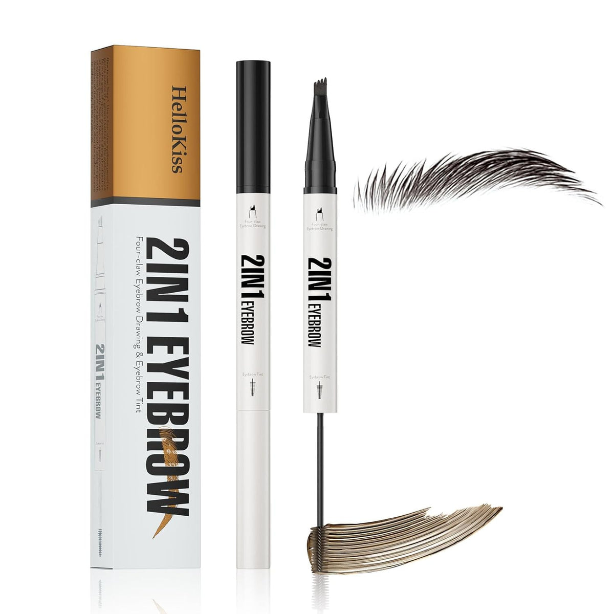 4-Fork Tip Microblading Eyebrow Pen - 2-in-1 Waterproof Eyebrow Pencil, Long-Lasting Natural