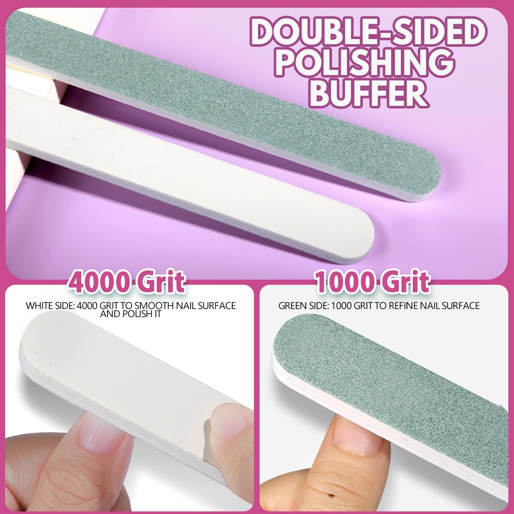 FANDAMEI Nail Files and Buffers, 20PCS Nail File Kit. Rectangular Nail Buffer Block & 100/180 Grit