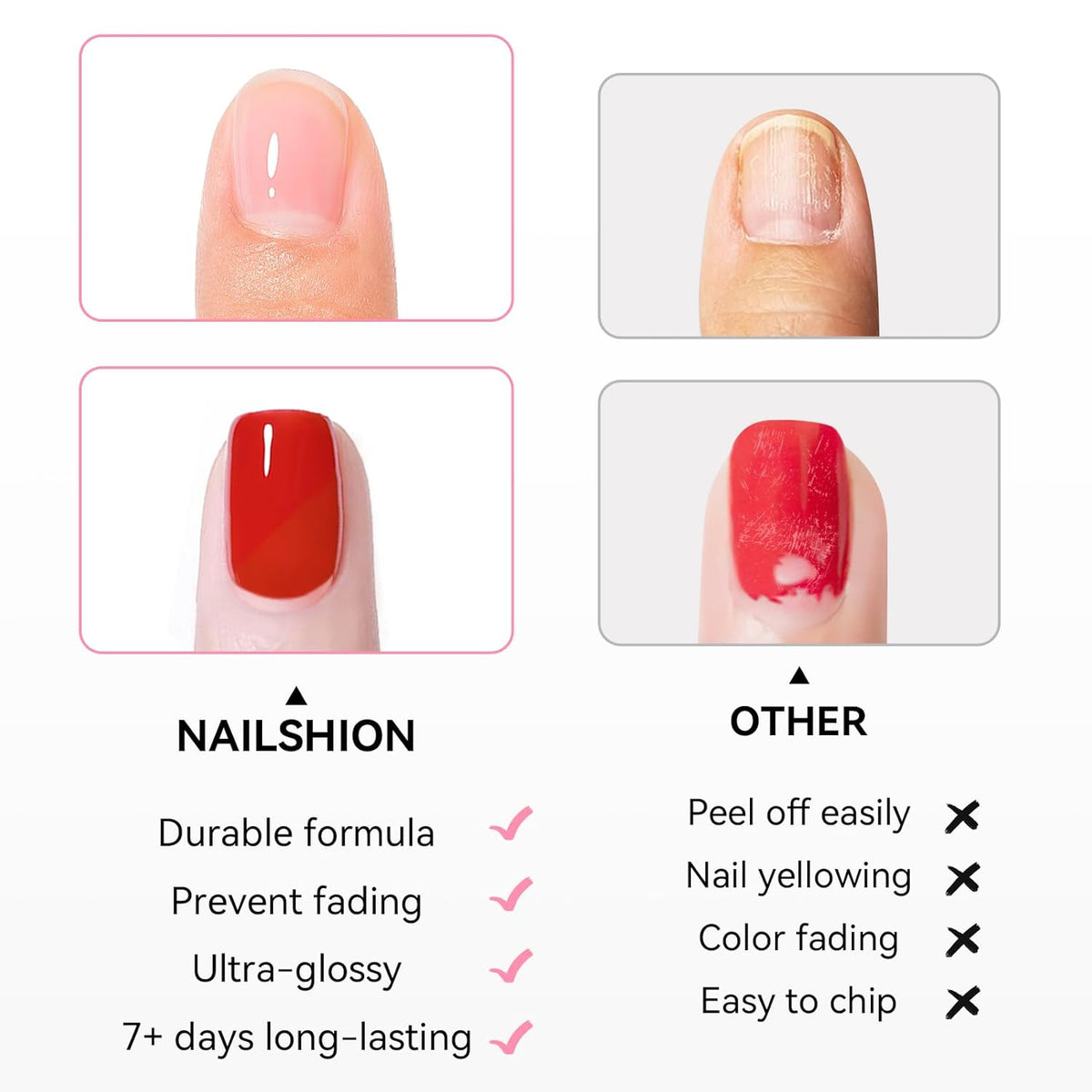 Clear Pink Base Top Coat Clear Nail Polish, Sheer Pink Base Ridge Filler Strengthening Anti Chip