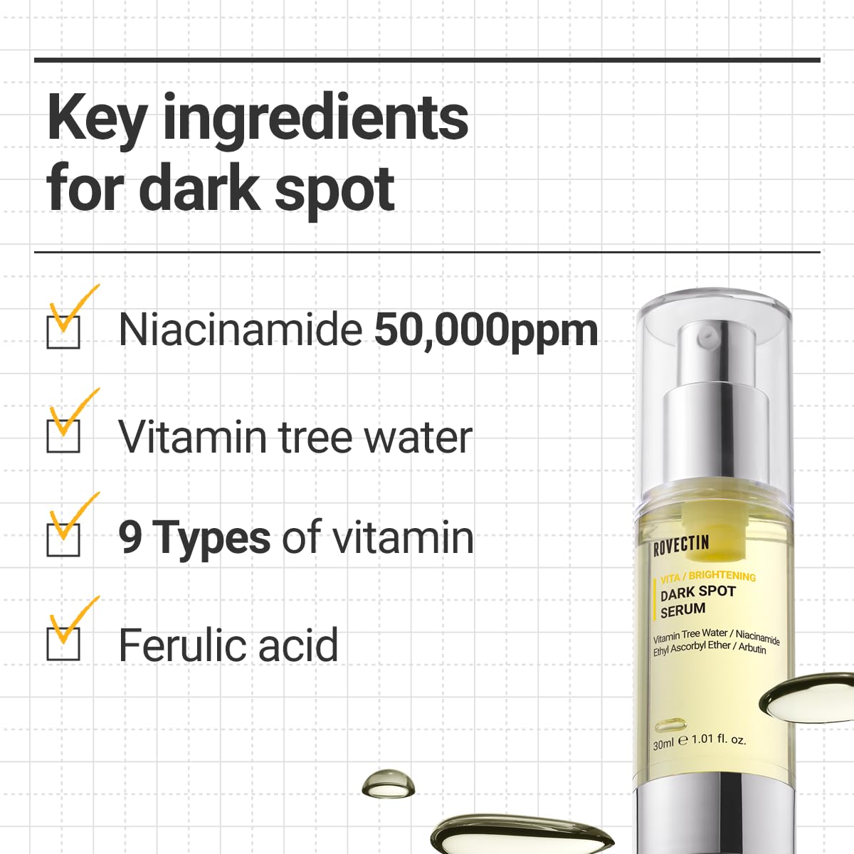 ROVECTIN Vita Dark Spot Serum for Clearing Blemish and Evening Skin Tone | Rich Vitamin C
