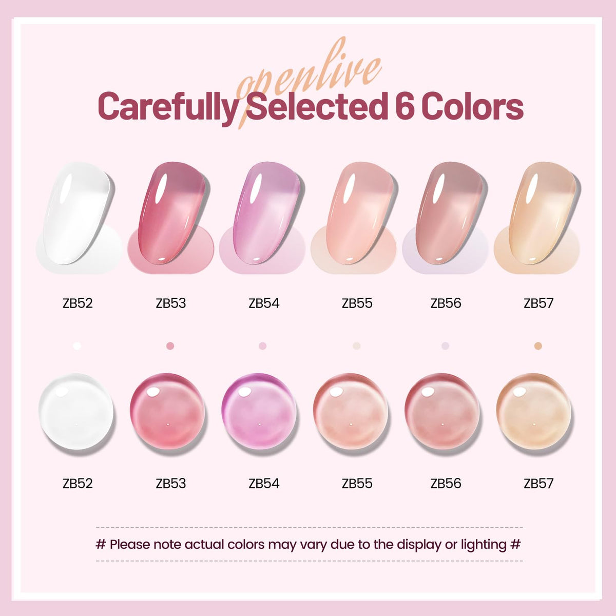 Jelly Nail Polish Set 6 Colors White Pale Red Soft Pink Natural Nude Pale Purple Fresh Pink Purple