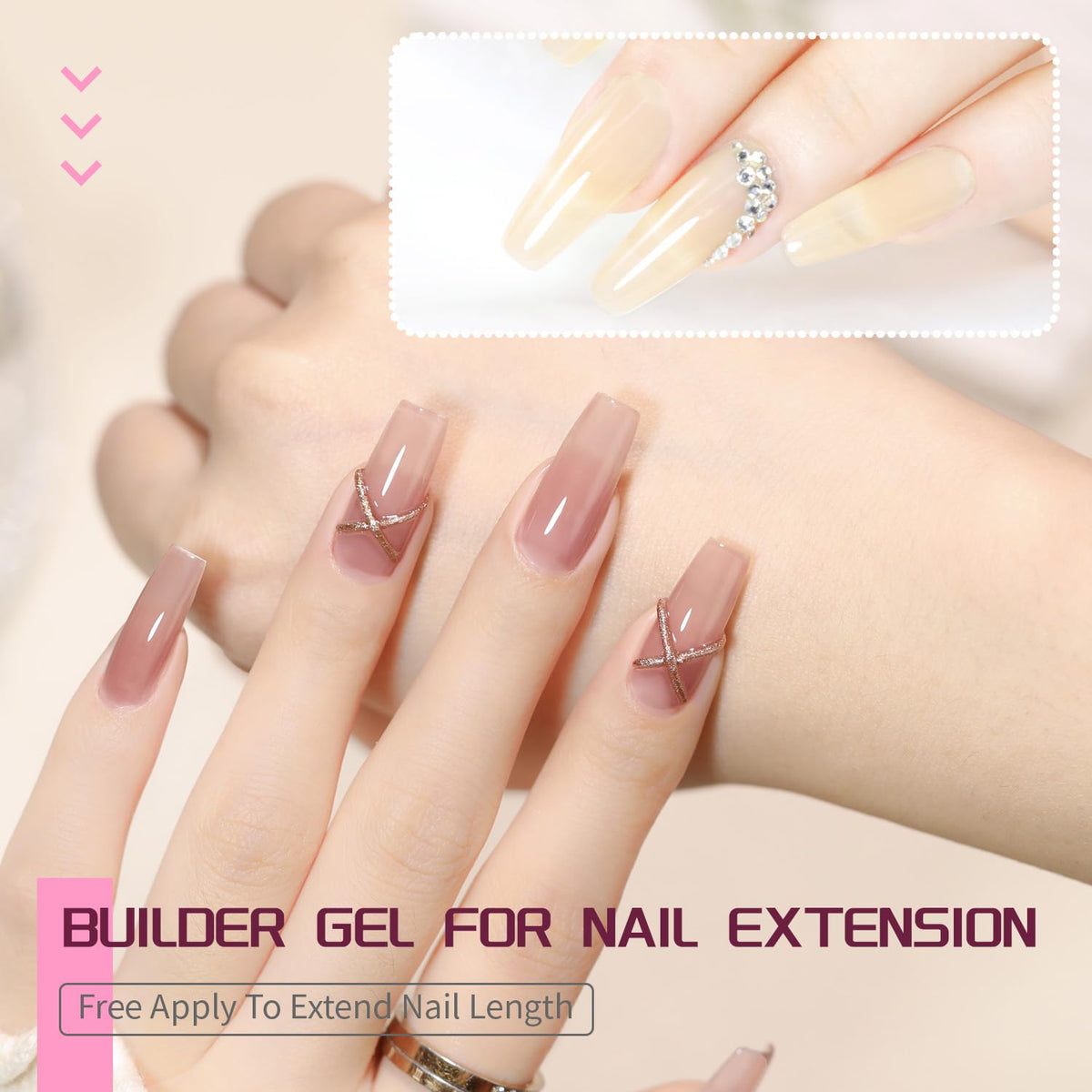 JODSONE Builder Color Gel Top Coat Base Coat Extension Gel 24 PCS Kit Long Lasting High Gloss Gift