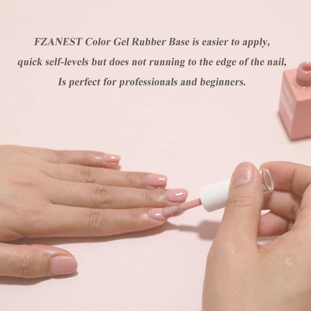 FZANEST Rubber Base Gel Polish, 6pcs*7.5ml Builder Gel Jelly Sheer Natrual Nude Pink in a Bottle UV