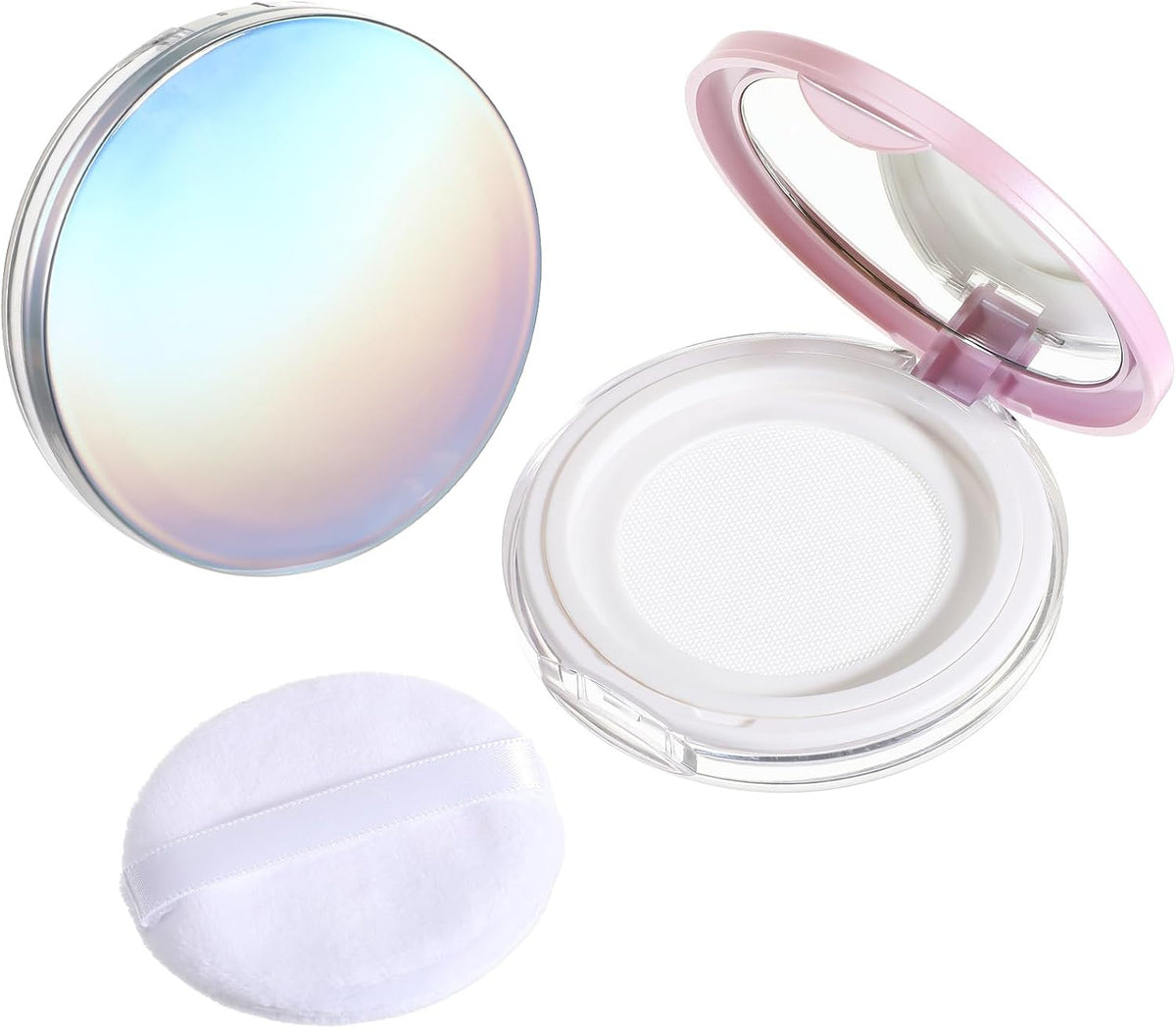 2 PCS Loose Powder Containers with Puff, 0.18oz Travel Powder Container Reusable Empty Makeup