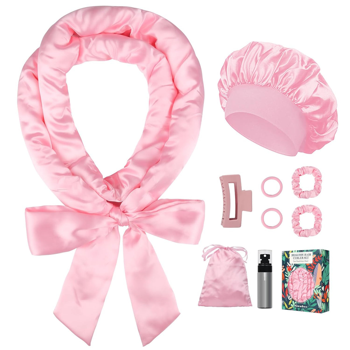 Satin Heatless Curls Overnight Hair Curlers to Sleep In Hair Curler Rollers No Heat Hair Wrap for