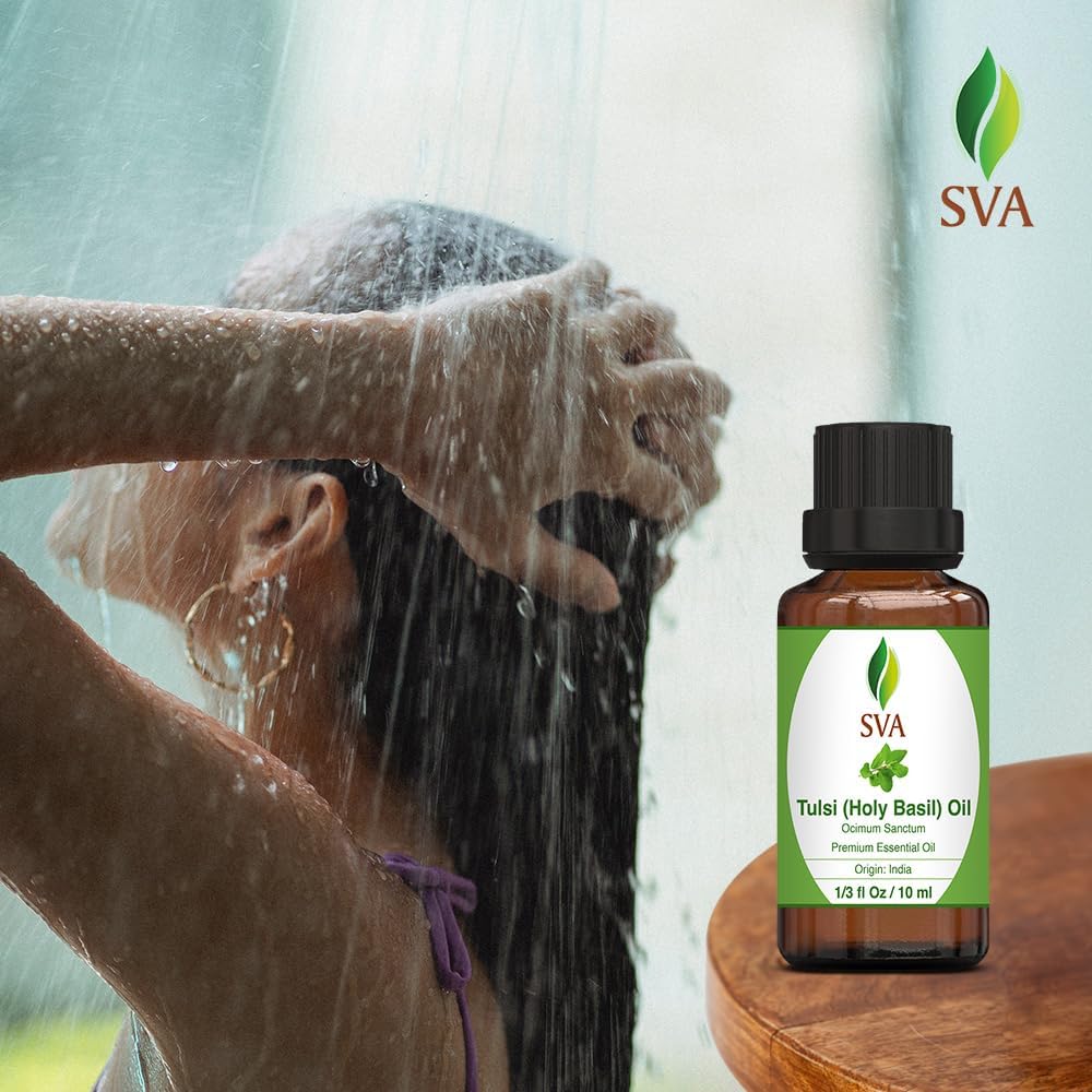 SVA Holy Tulsi Essential Oil – 1/3 Fl Oz – 100% Natural Tulsi Oil - for Diffuser, Hair Care, Face