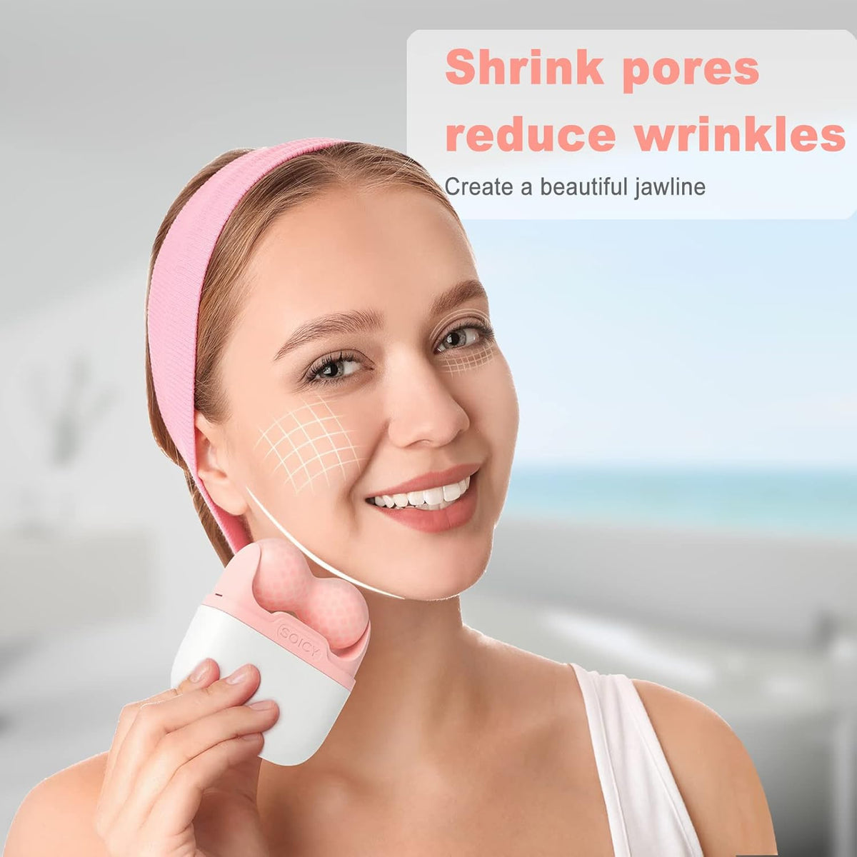 Ice Roller for Face and Eyes - Facial Skin Care Tools with 2 in 1 Face Roller and Travel Case, Self
