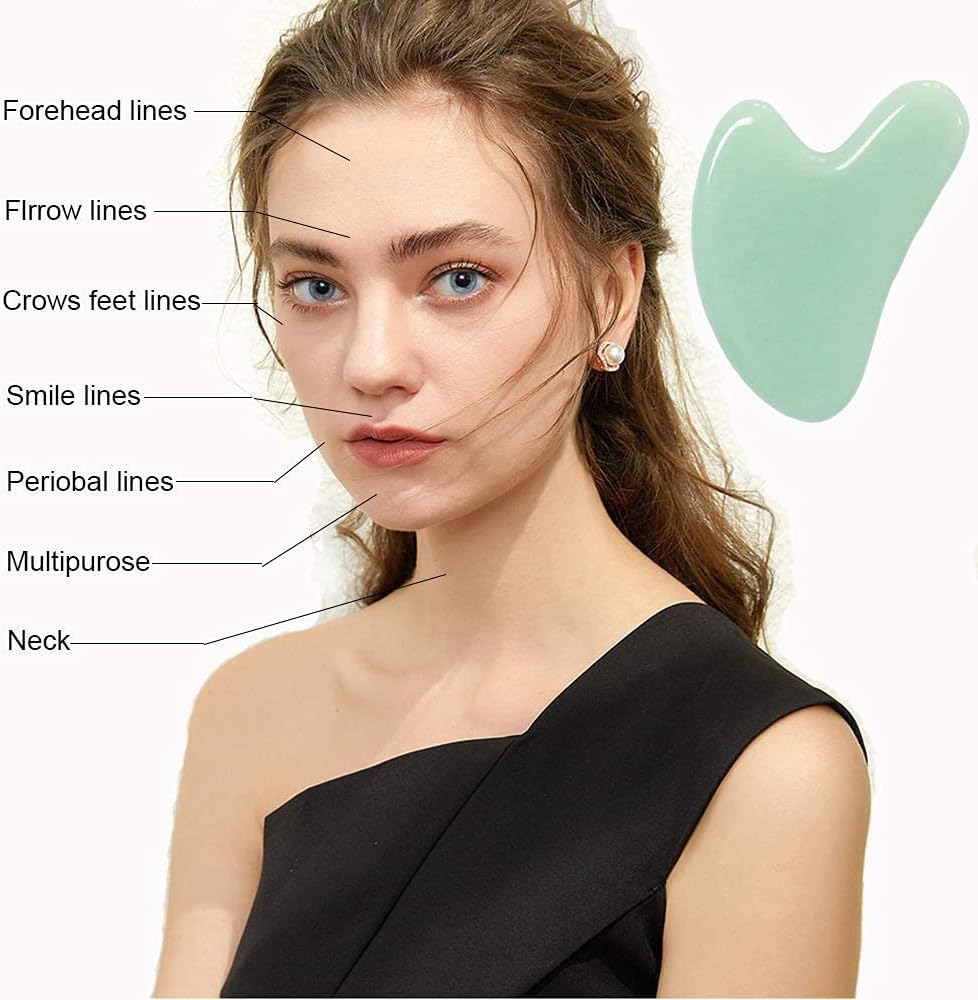 Ditind Gua Sha, Jade Stone Gua Sha Massage Tool, Guasha Tool for Face and Body Skin Massage. Gua