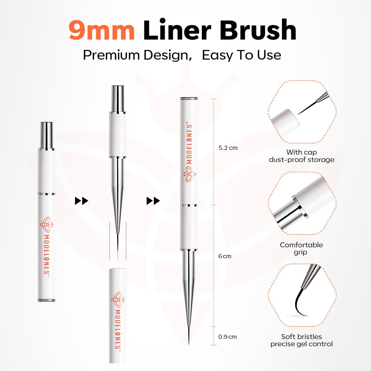 modelones Builder Nail Gel, 7-in-One Clear Builder Nail Polish with Detachable Liner Brush, 15ml