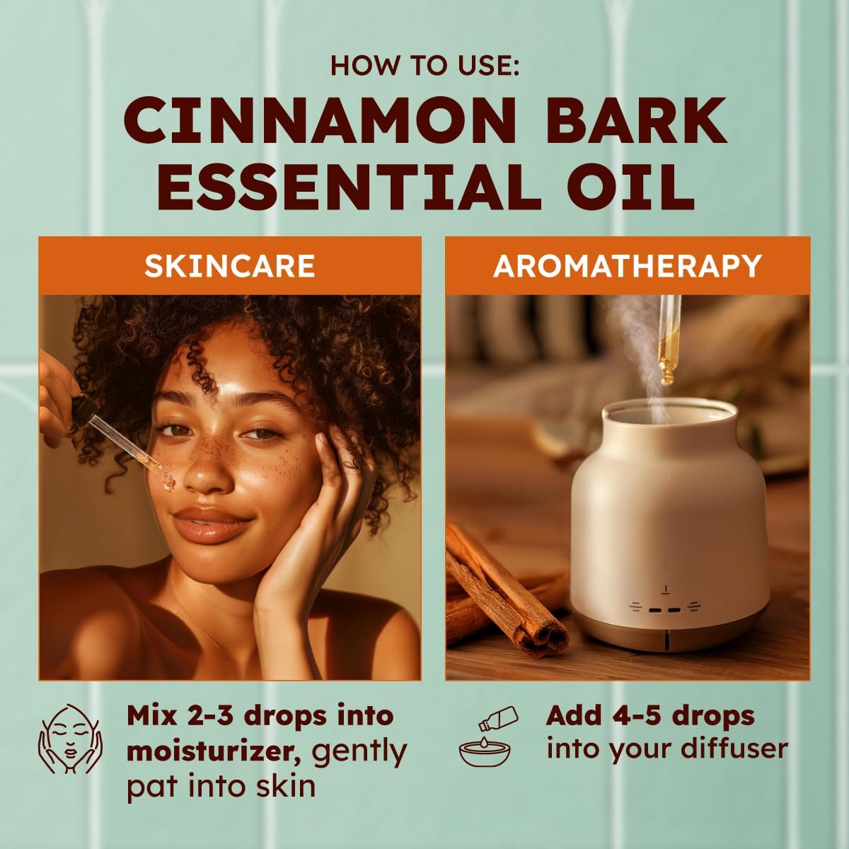 Kukka Cinnamon Essential Oil for Skin & Diffuser - 4 Fl Oz - Cinnamon Oil, Aromatherapy and