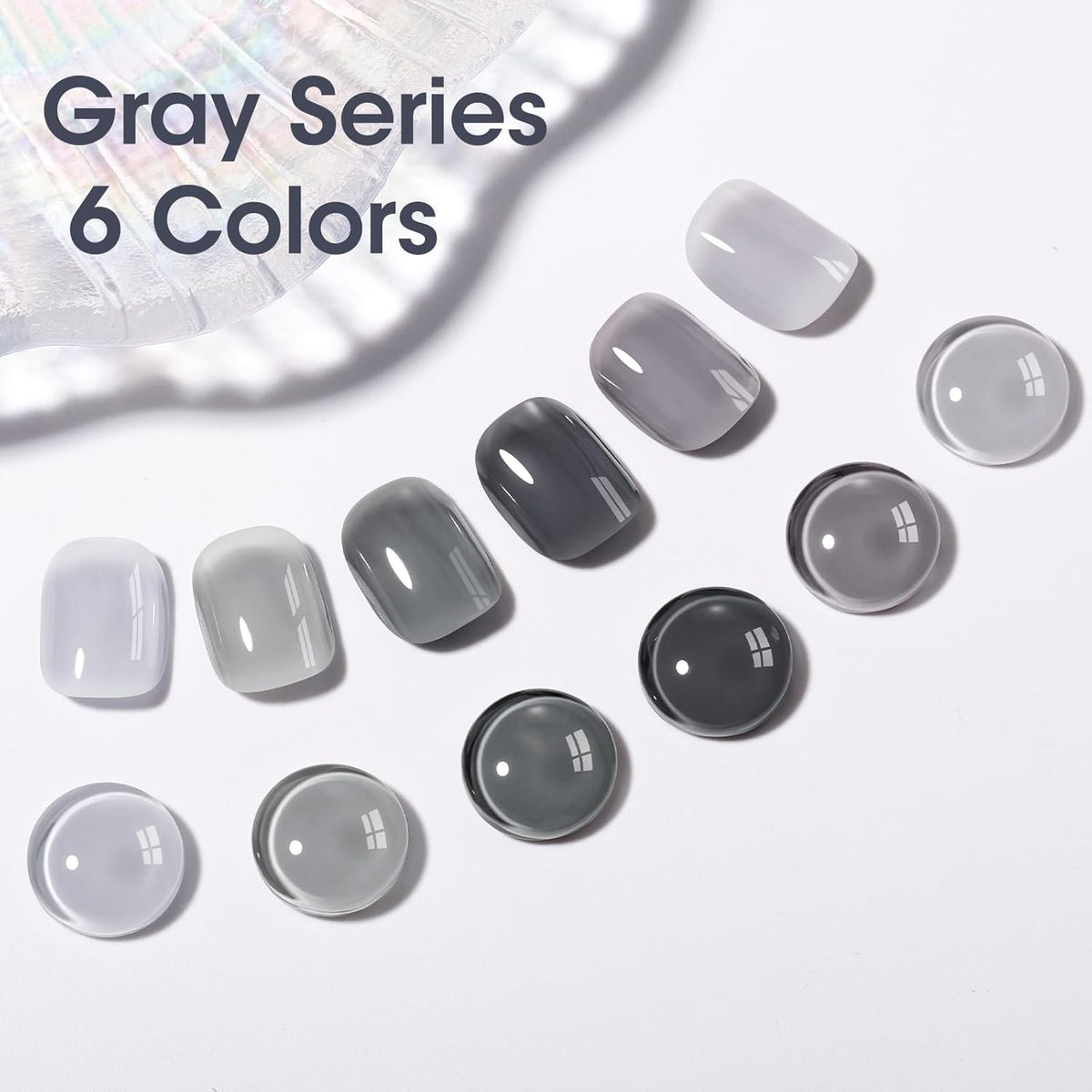 GELLEN Gray Nail Polish Set, Fall Winter Trendy Grey Regular Nail Polish Quick Air Dry 6 Dark Light