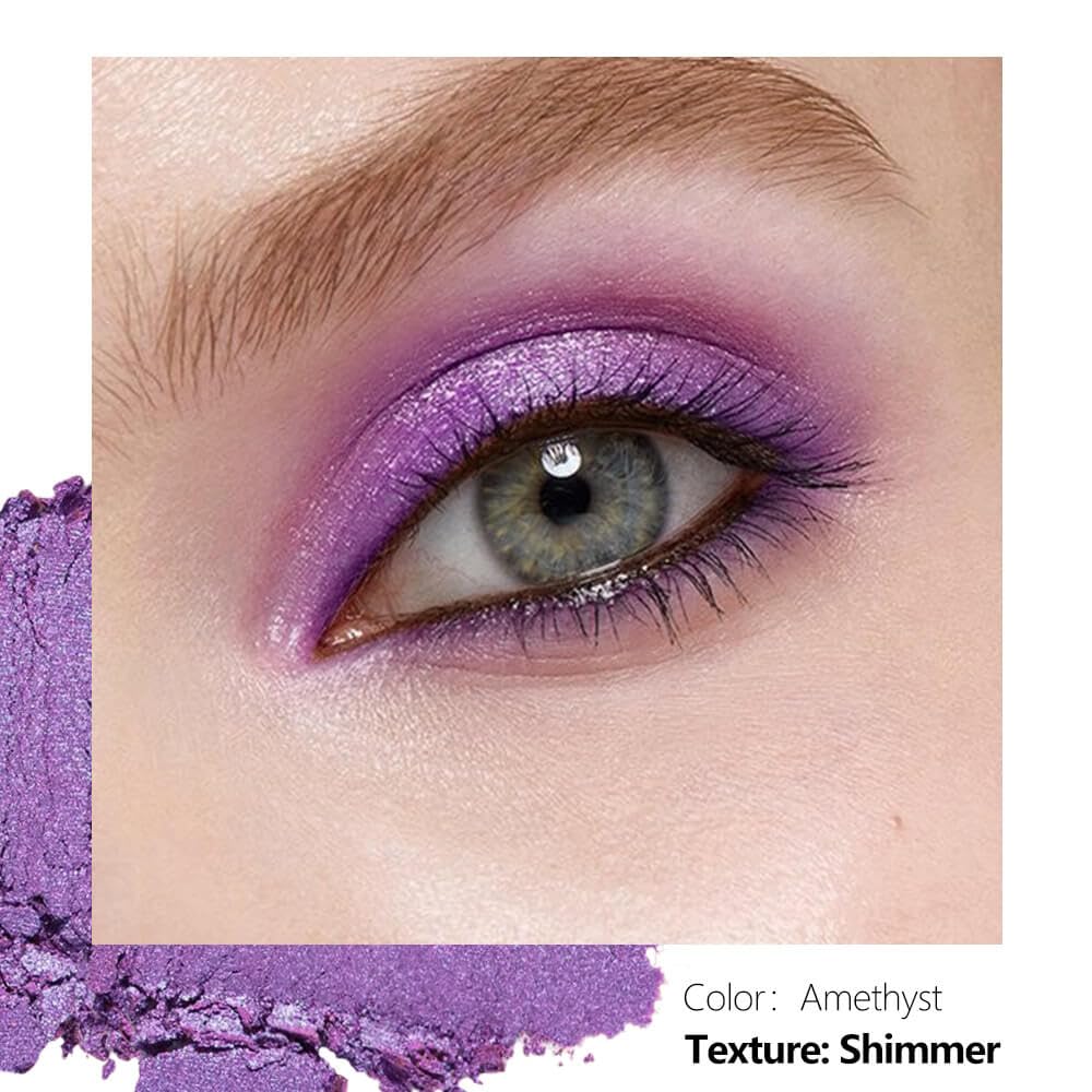 Single Purple Eyeshadow Matte Shimmer Finish Soft Texture High Pigment Long Lasting Magnetic Refill