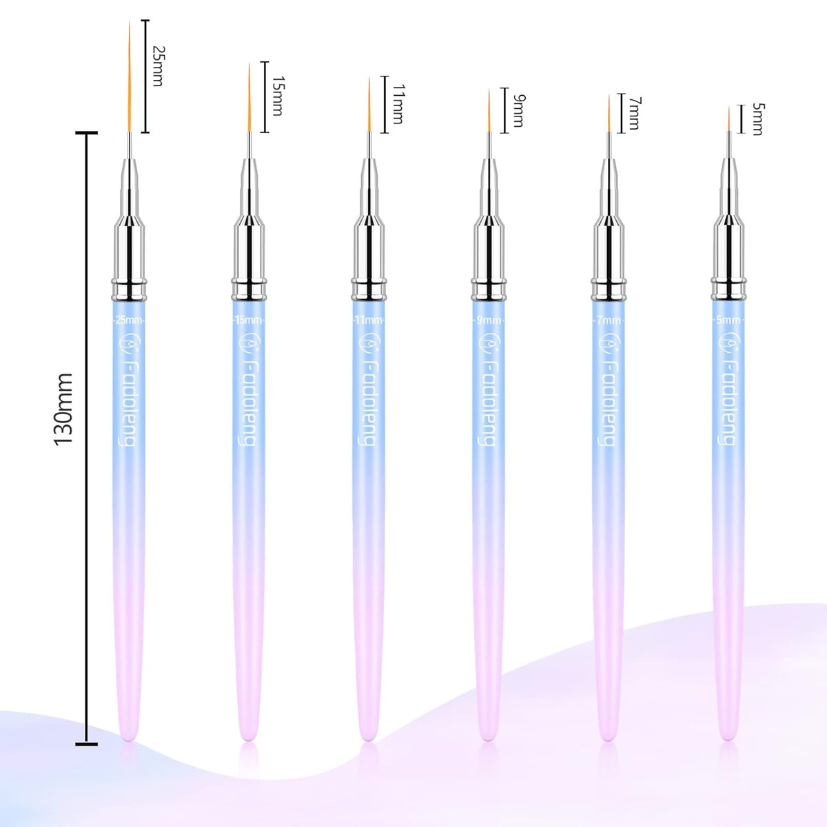 Liner Brush for Nails, 6Pcs Thin Nail Art Brushes Professional Nail Detail Brush for Gel Polish