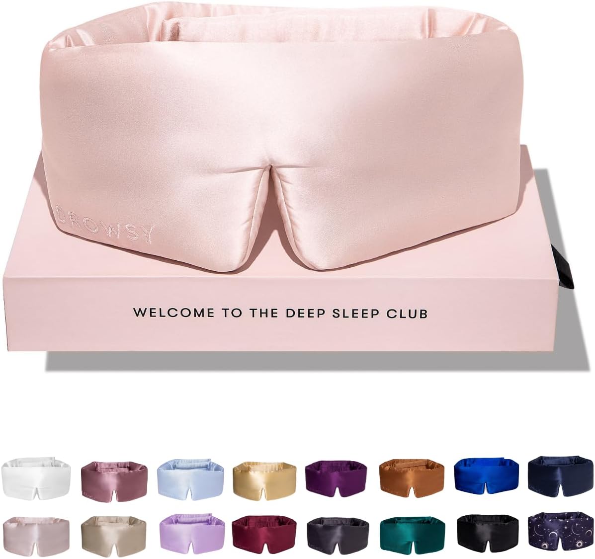 DROWSY Silk Sleep Mask. Face-Hugging, Padded Silk Cocoon for Luxury Sleep in Total Darkness.