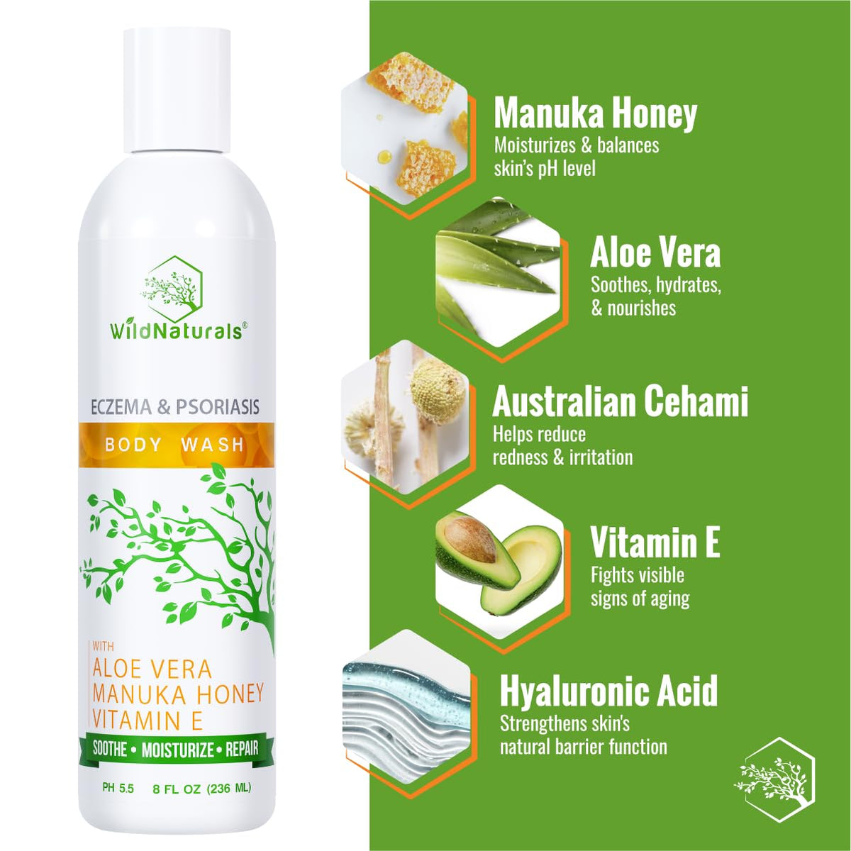 Moisturizing Eczema Body Wash – Gentle Psoriasis Body Wash for Itchy, Dry Skin Relief – Eczema Soap