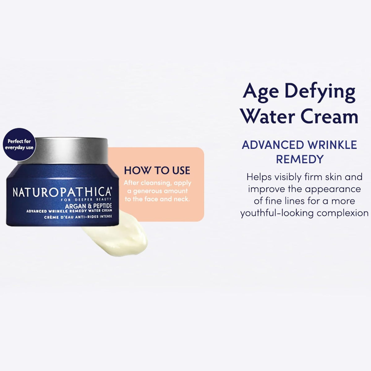 Naturopathica Argan & Peptide Advanced Wrinkle Remedy Water Cream, Anti-Aging Daily Facial