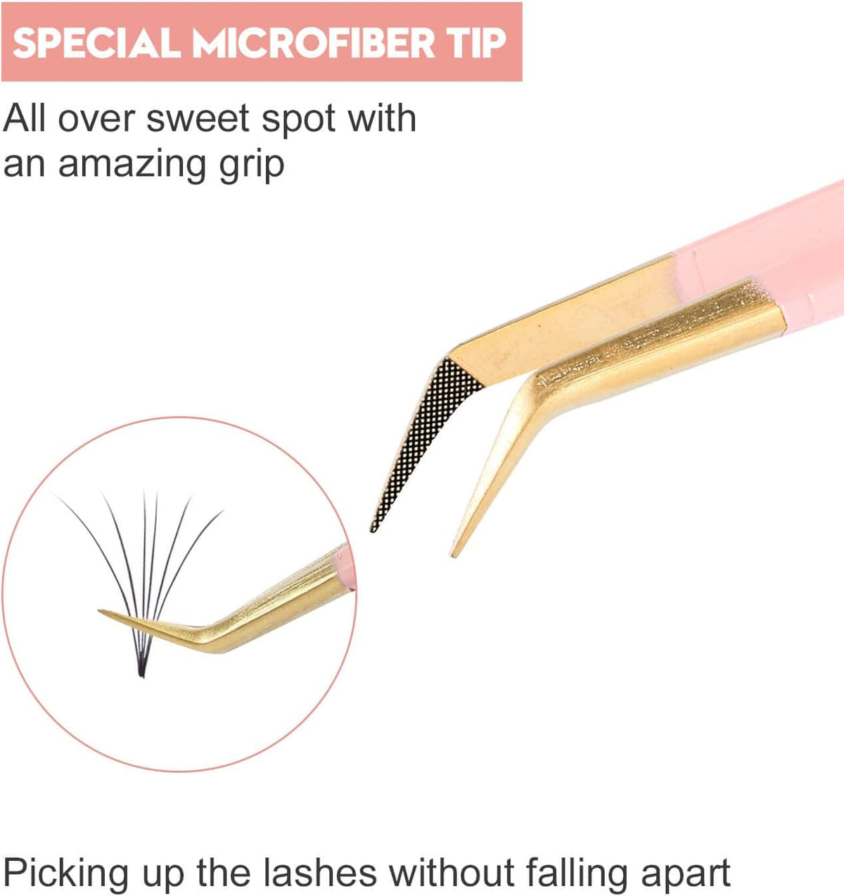 Ms.Queen Tweezers for Lash Extensions,Precision 45 Degree Lash Tweezers for Volume Classic Lashes